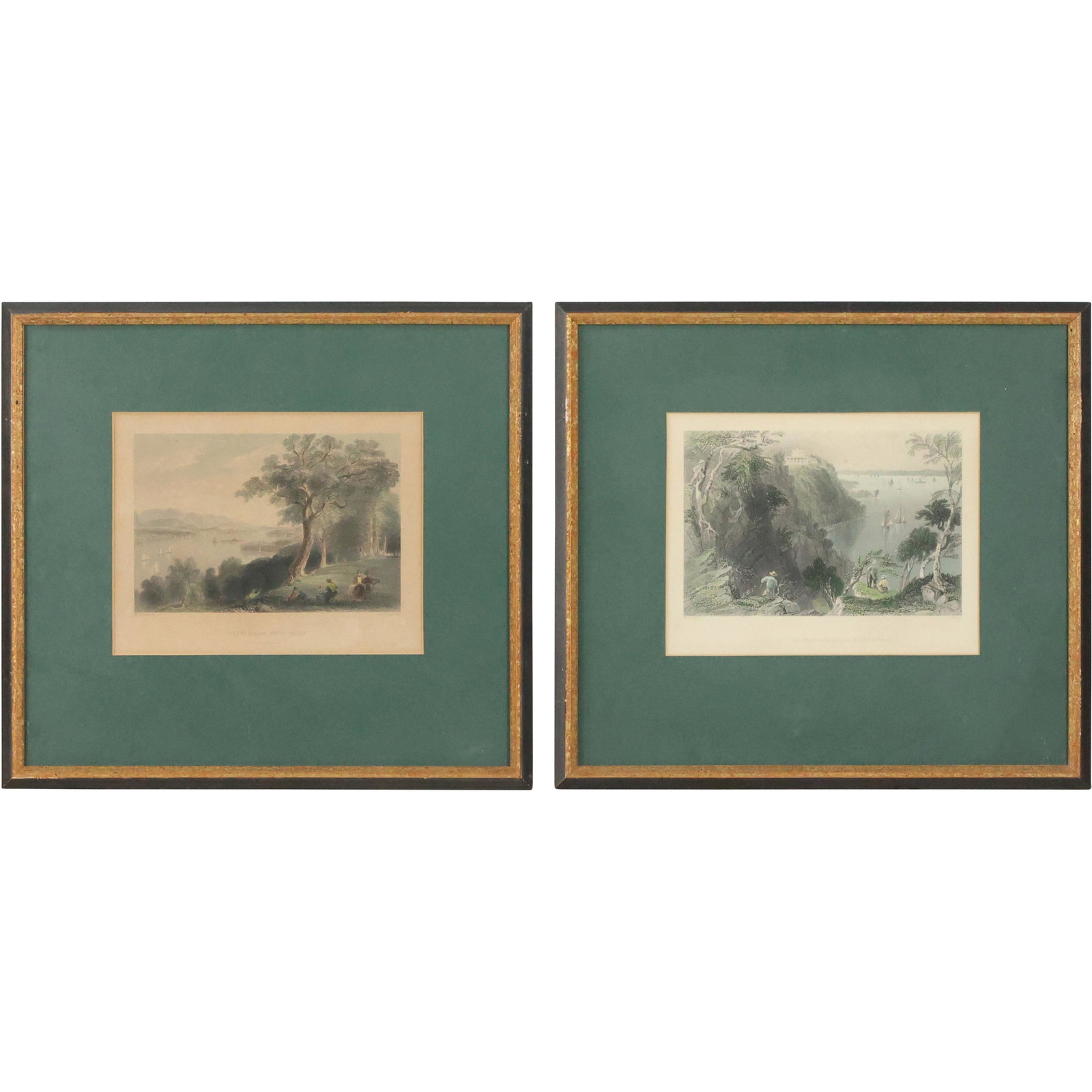 [2] W H BARTLETT, Color Engravings Hudson River Scenes With Boats and Figures (1 of 19)