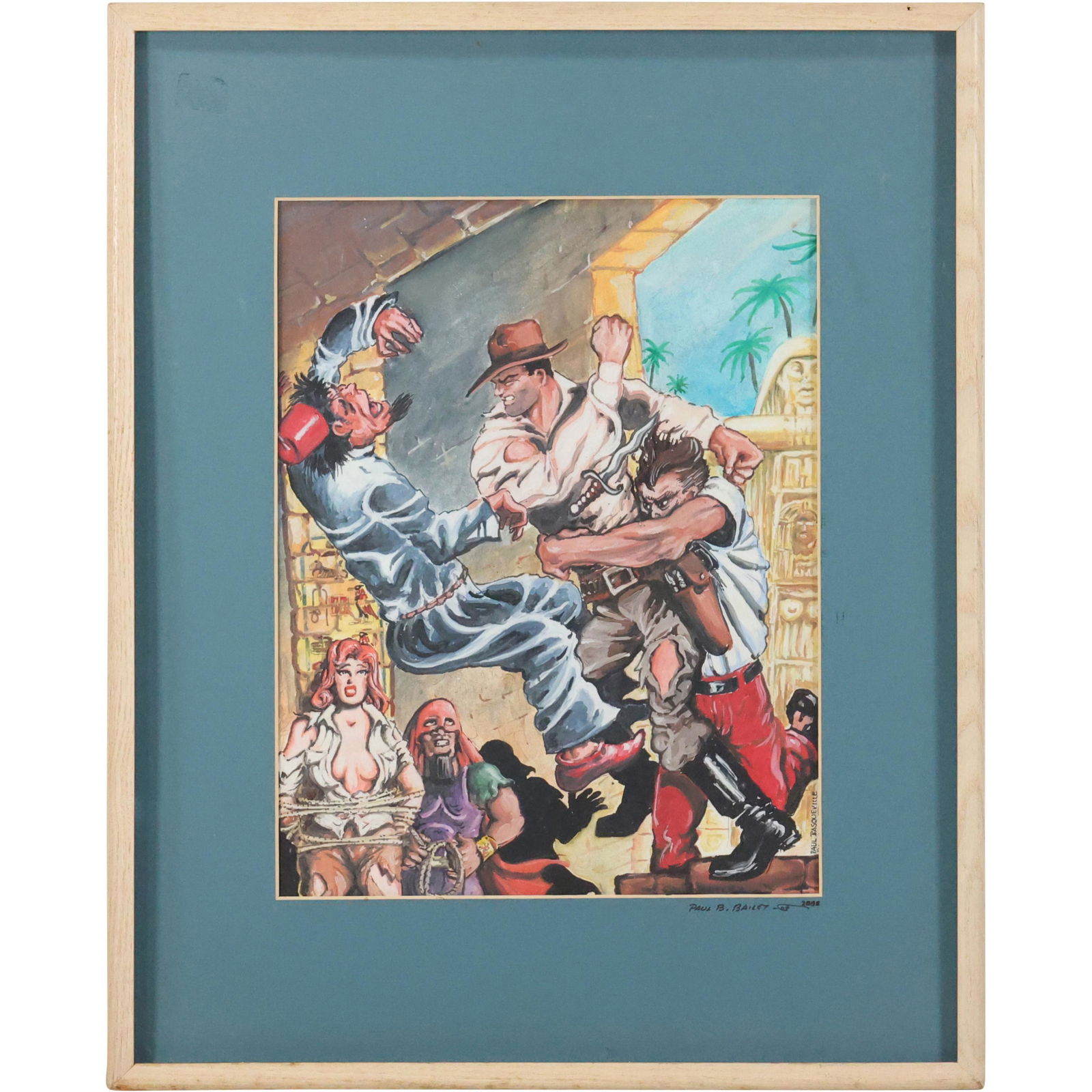 Paul B Bailey, Original Illustration Art Painting "Fight to Rescue the Girl" (1 of 13)