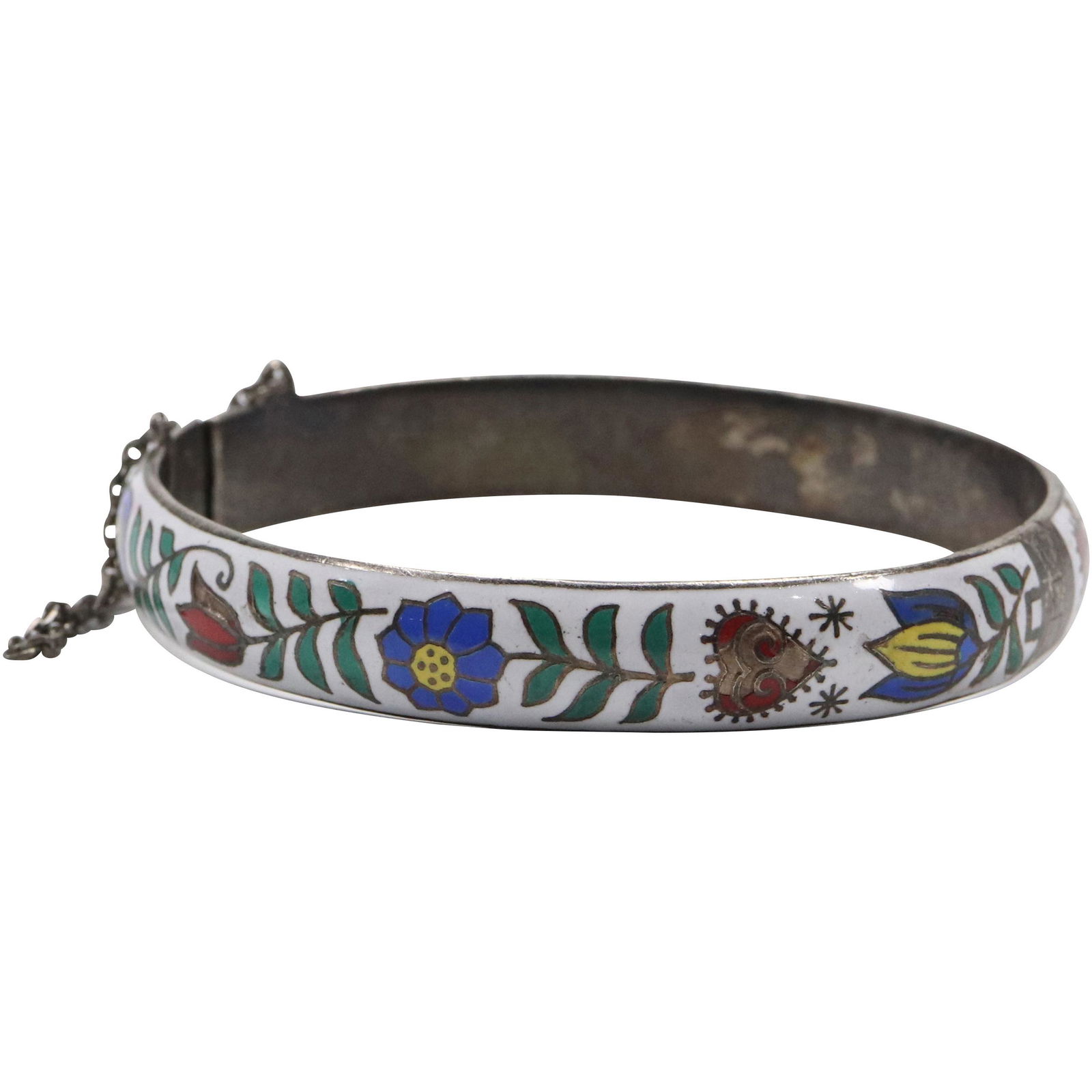 STERLING SILVER CLOISONNE Bracelet 2 5/8 in. x 2 7/8 in. (1 of 7)