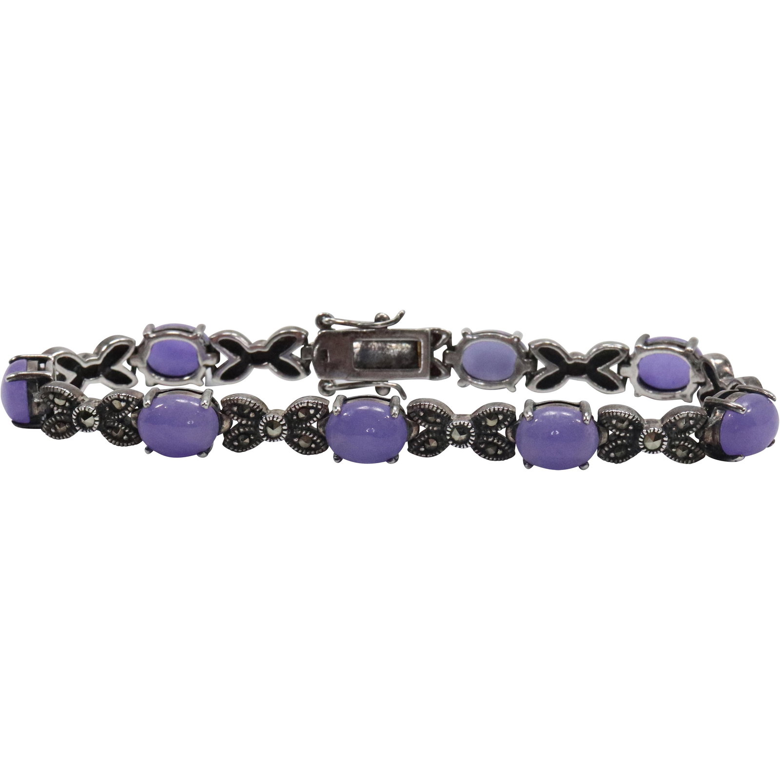 .925 Sterling Silver Purple Amethyst Bracelet 7 1/2 in. x 1/4 in. (1 of 6)