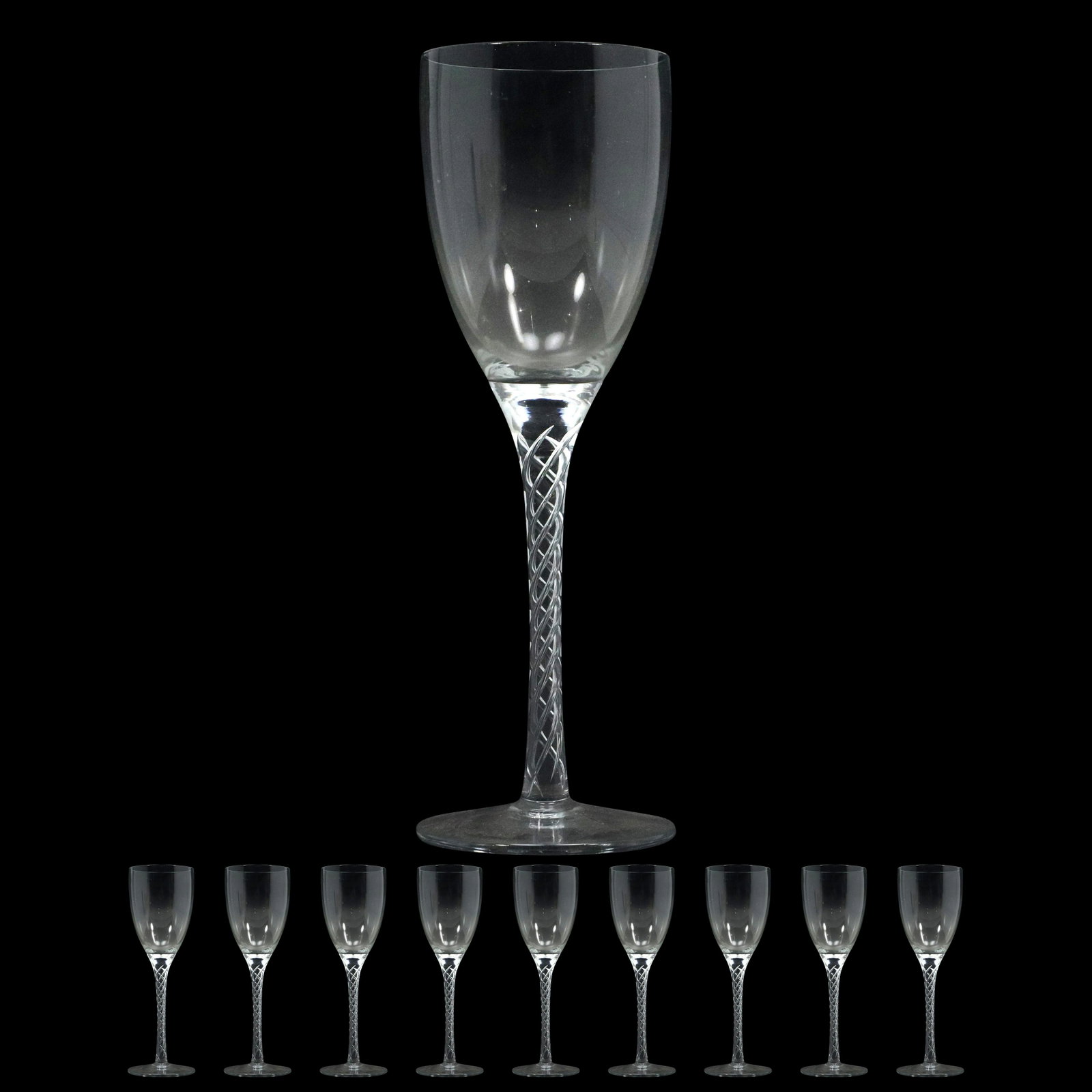 [9] Nine Fine Quality Cocktail Stemware Glasses with Internal Twist Stem Posts: [9] Nine Fine Quality Cocktail Stemware Glasses with Internal Twist Stem Posts. size: 9h 3w