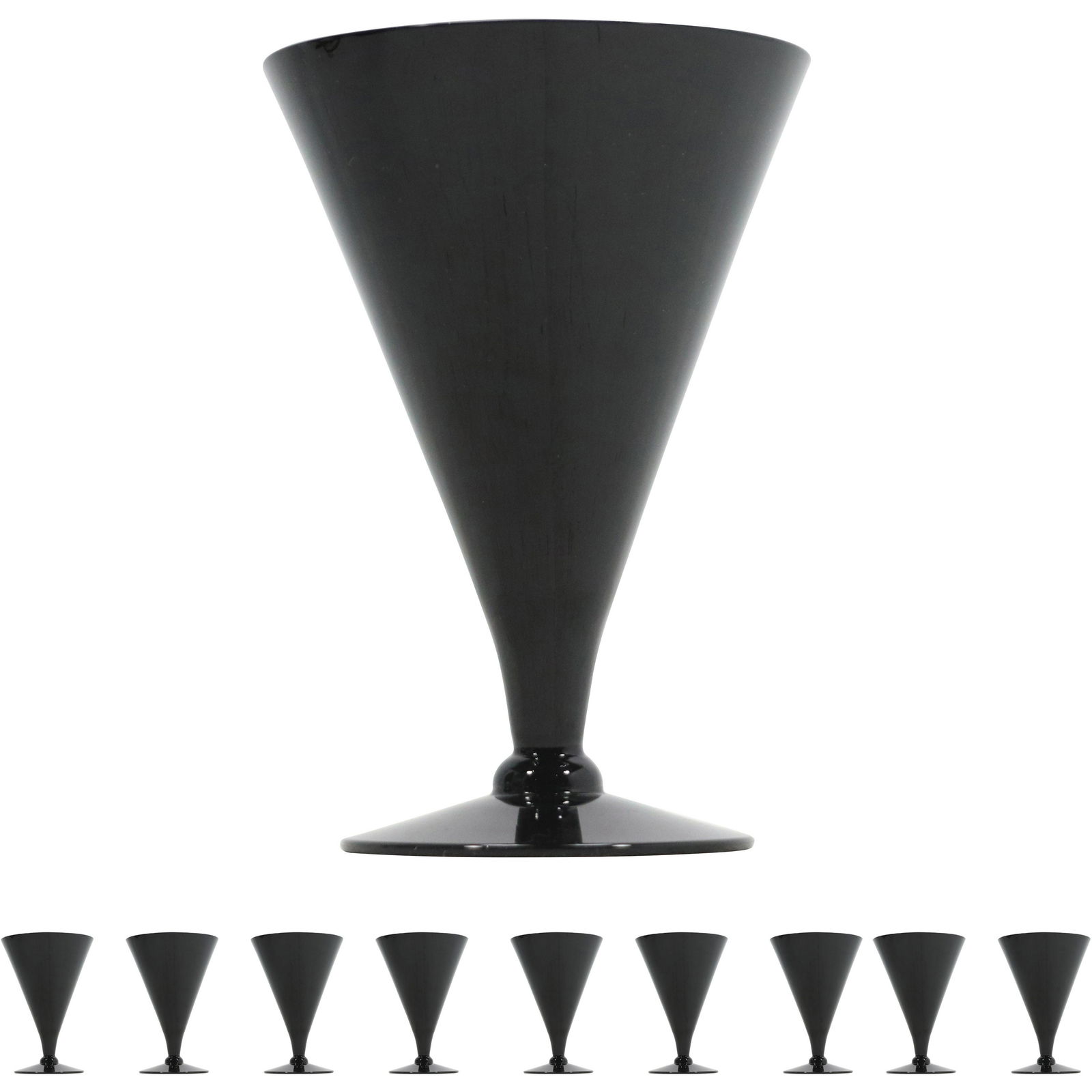 [9] Nine Black Glass "Cone" Sherbets - Vintage (1 of 8)