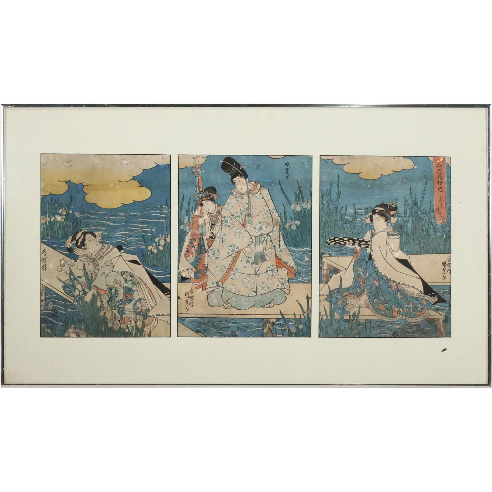 Antique Japanese Triptych Woodblock Framed (1 of 20)