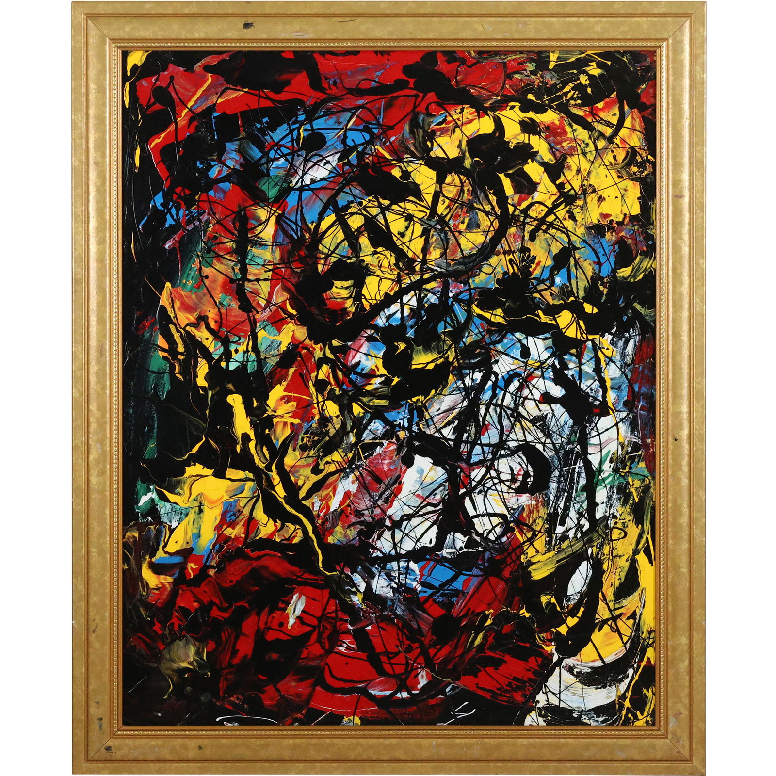 Thomas Pulgini, American, Oil Painting Busy Abstract With Color, Signed (1 of 15)