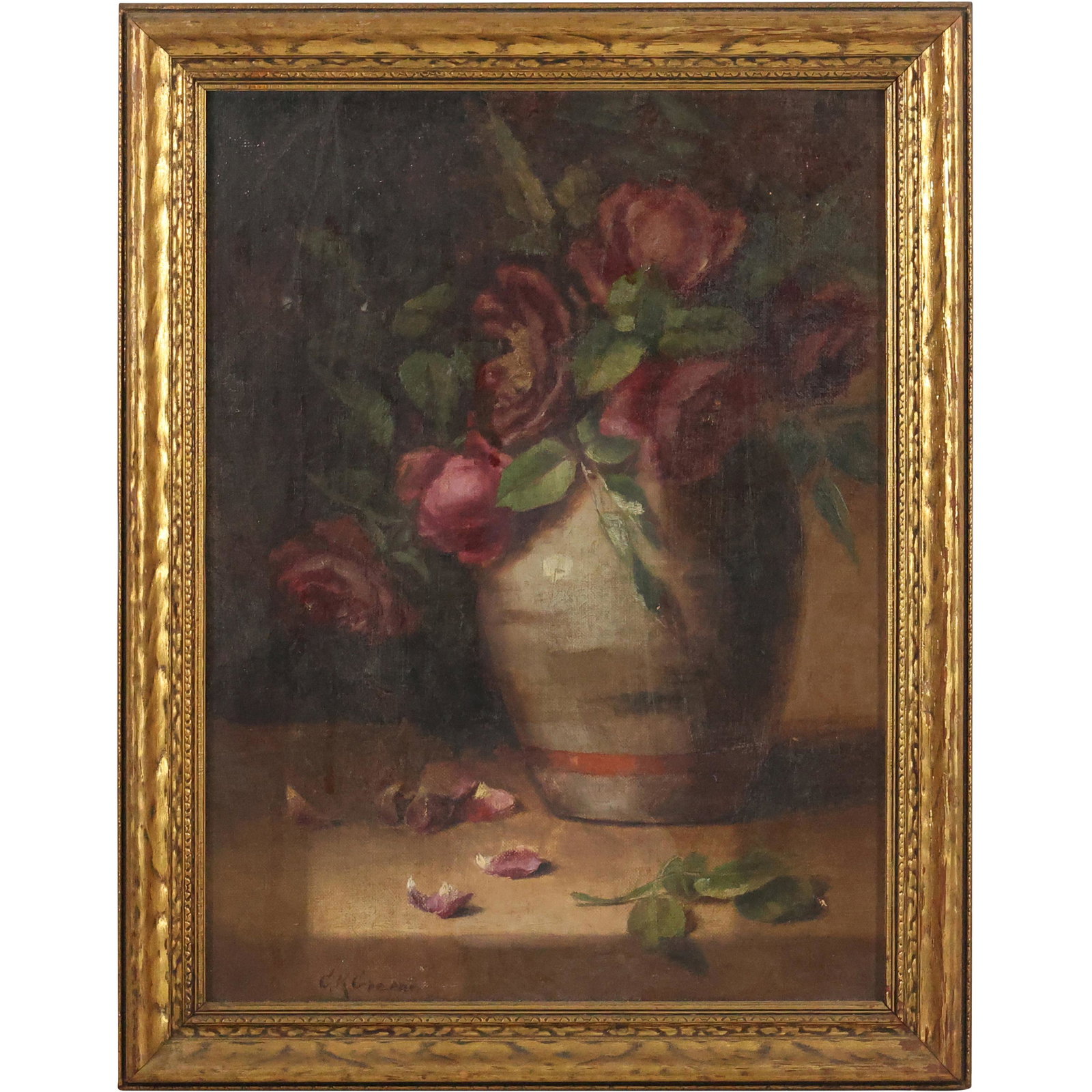 C K Greene, American, Circa 1920s Still Life Oil Painting Flowers in Vase, Signed, Framed (1 of 12)