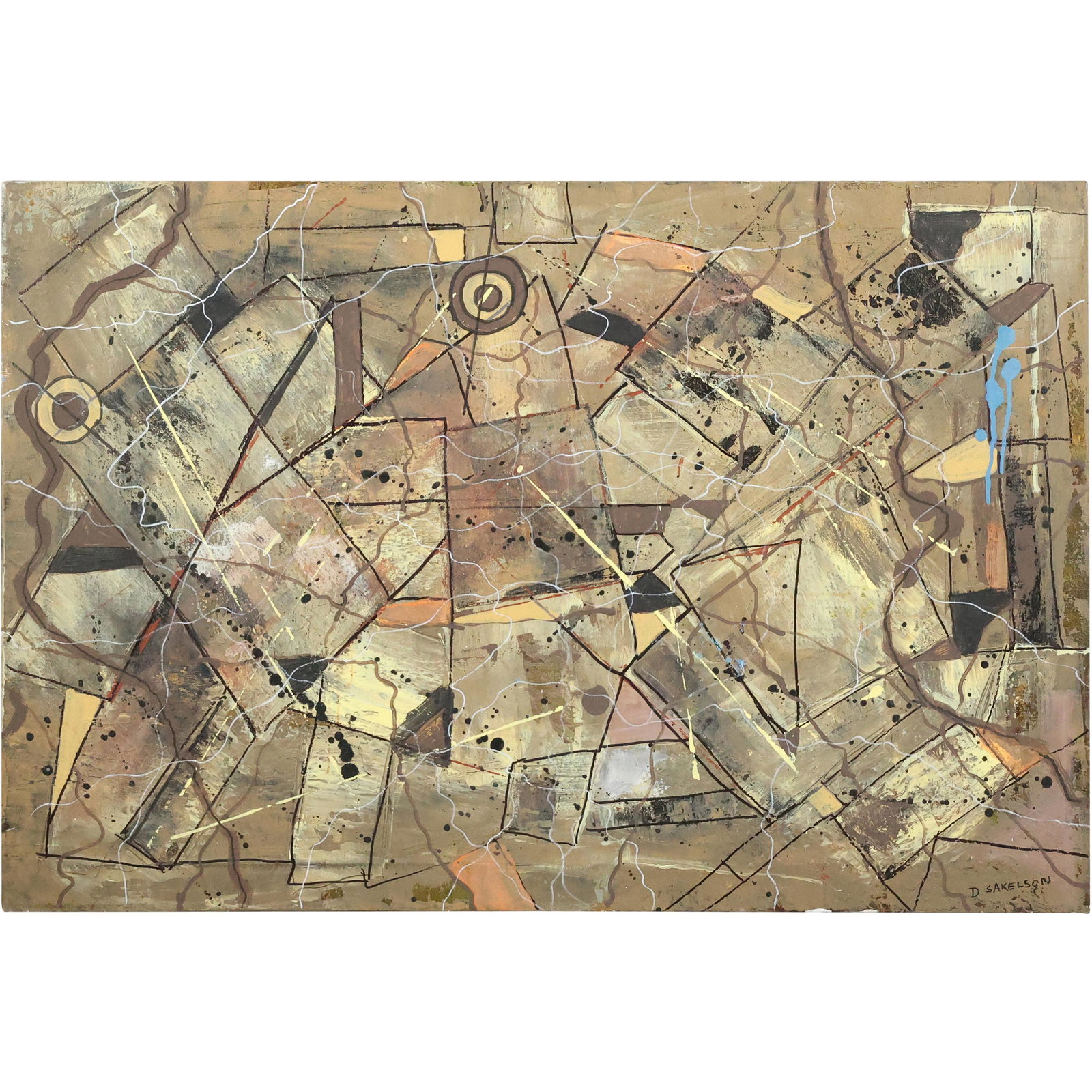 Dennis Sakelson, Bucks County Pa, Oil Painting ABSTRACT GEOMETRIC COMPOSITION (1 of 18)
