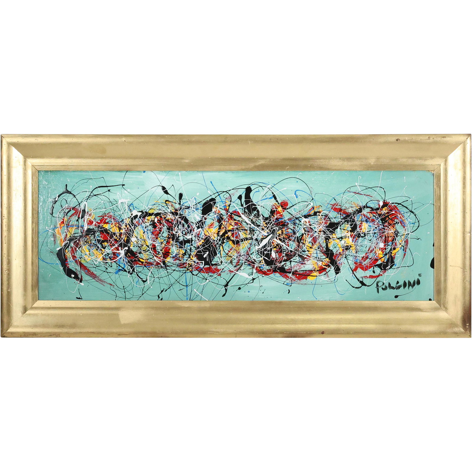 Thomas Pulgini, American, Oil/c Abstract Drip Art Style Of Pollock Painting (1 of 16)