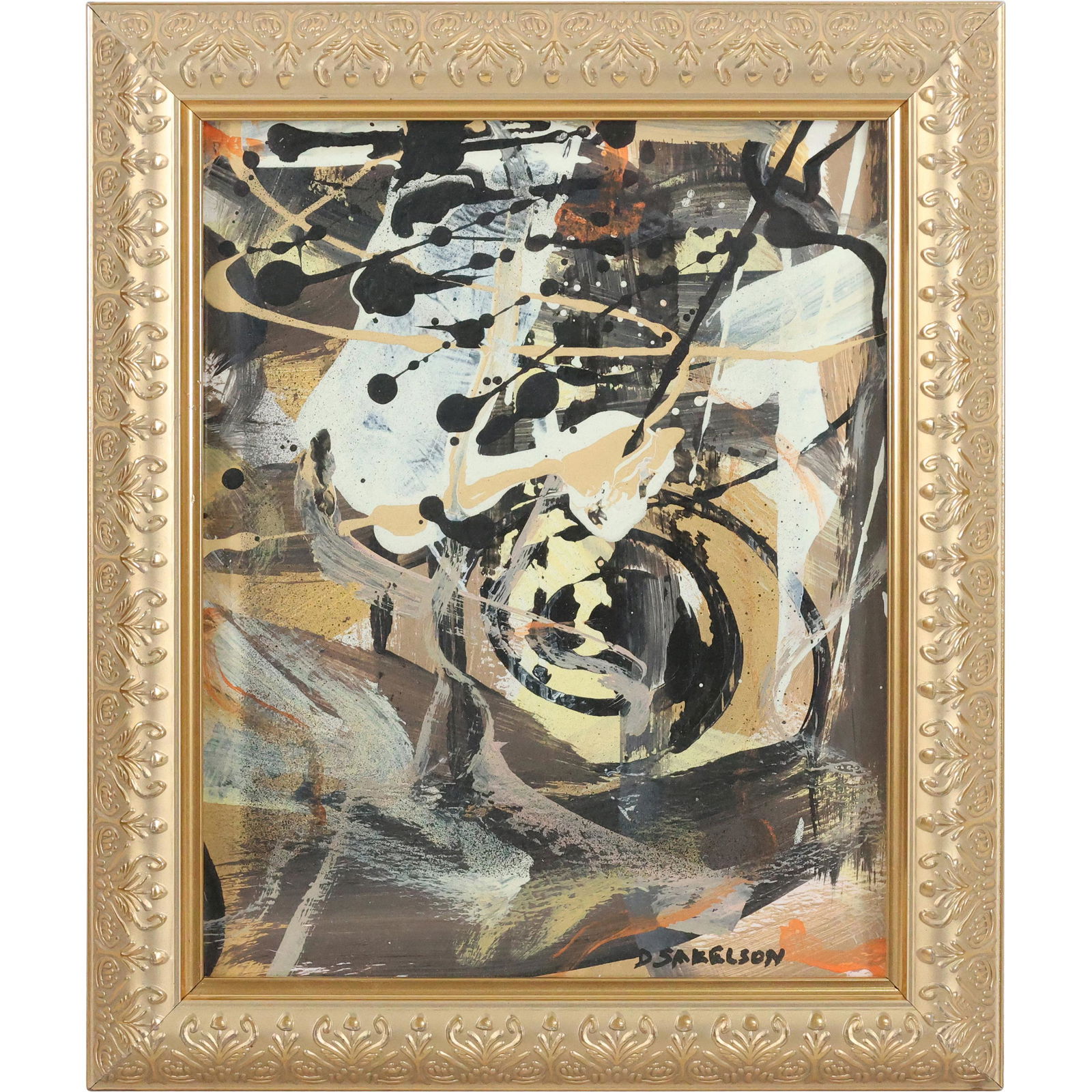 Dennis Sakelson, Bucks County Pa Artist, ABSTRACT DRIP ART OIL PAINTING