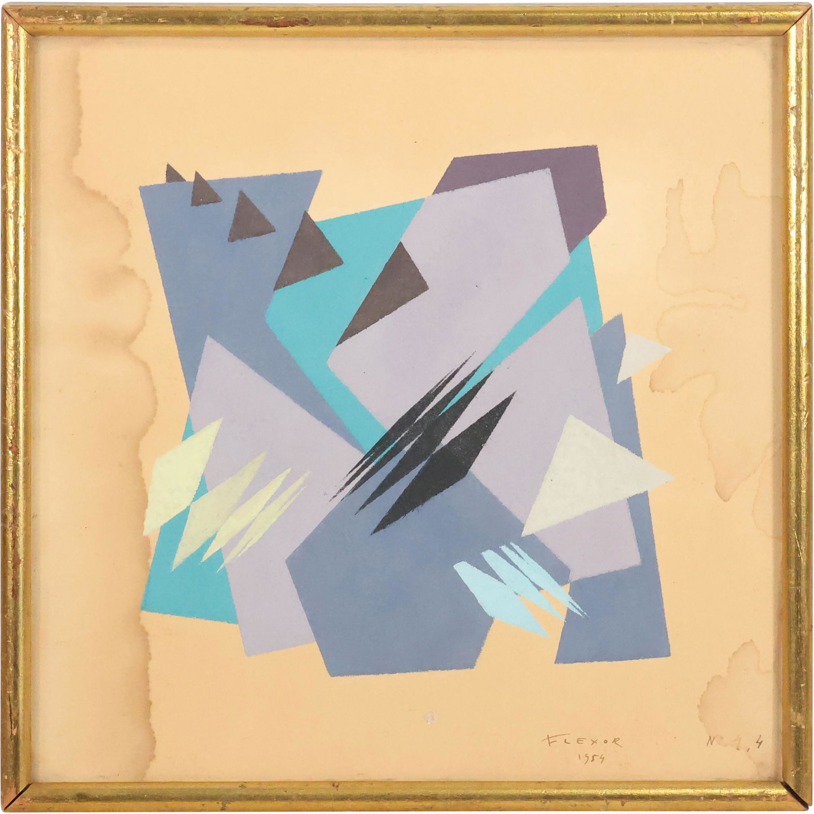 Samson Flexor 1907-1971, Gouache Abstract Signed and Dated 1954, Original Frame, Personaliized (1 of 14)