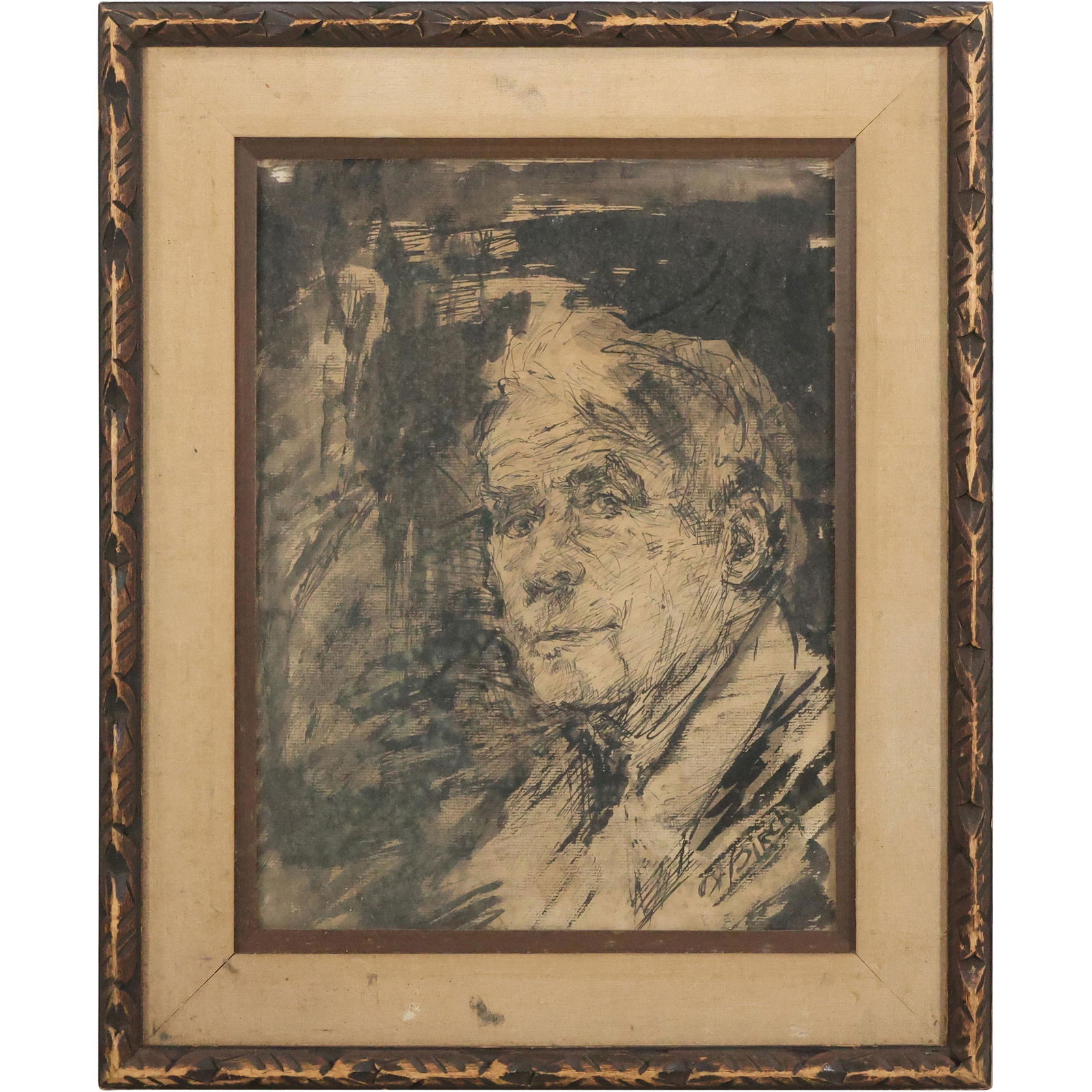 A Birch, Vintage Ink and Wash Portrait of a Distinguished Man, Signed, Framed (1 of 11)