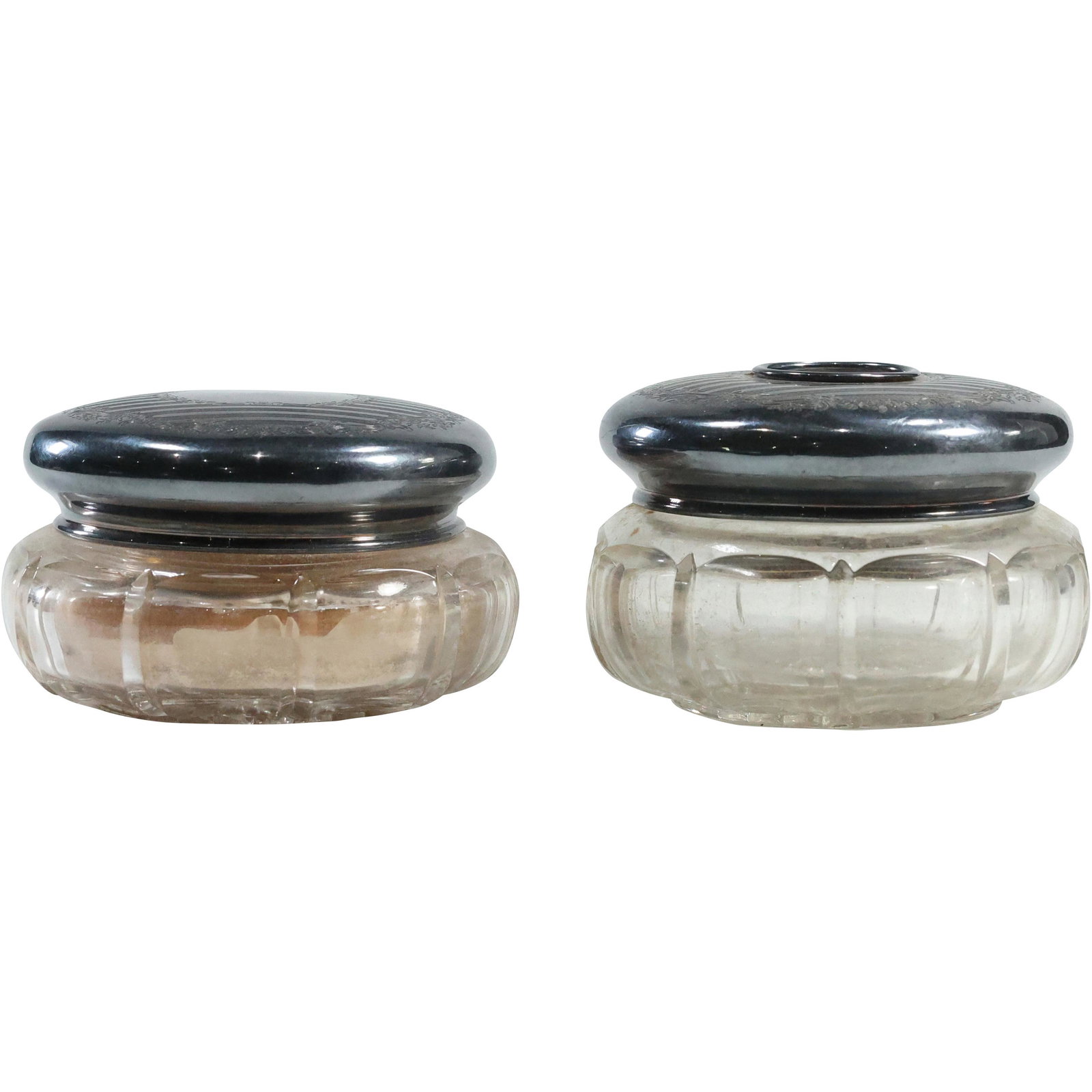Silver Top Glass Hair Receiver and Silver Top Glass Dresser Jar (1 of 13)