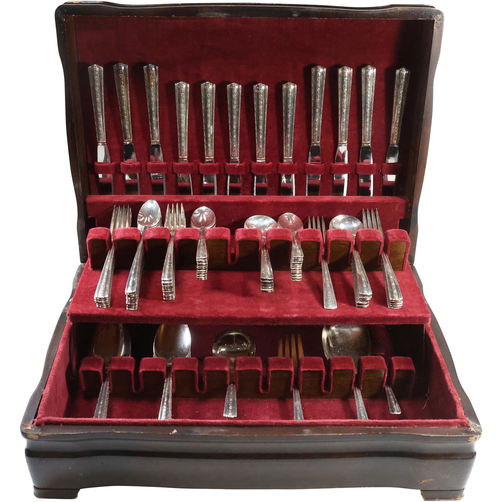 WALLACE BROTHERS Silver Plate Flatware in Wooden Box (1 of 20)