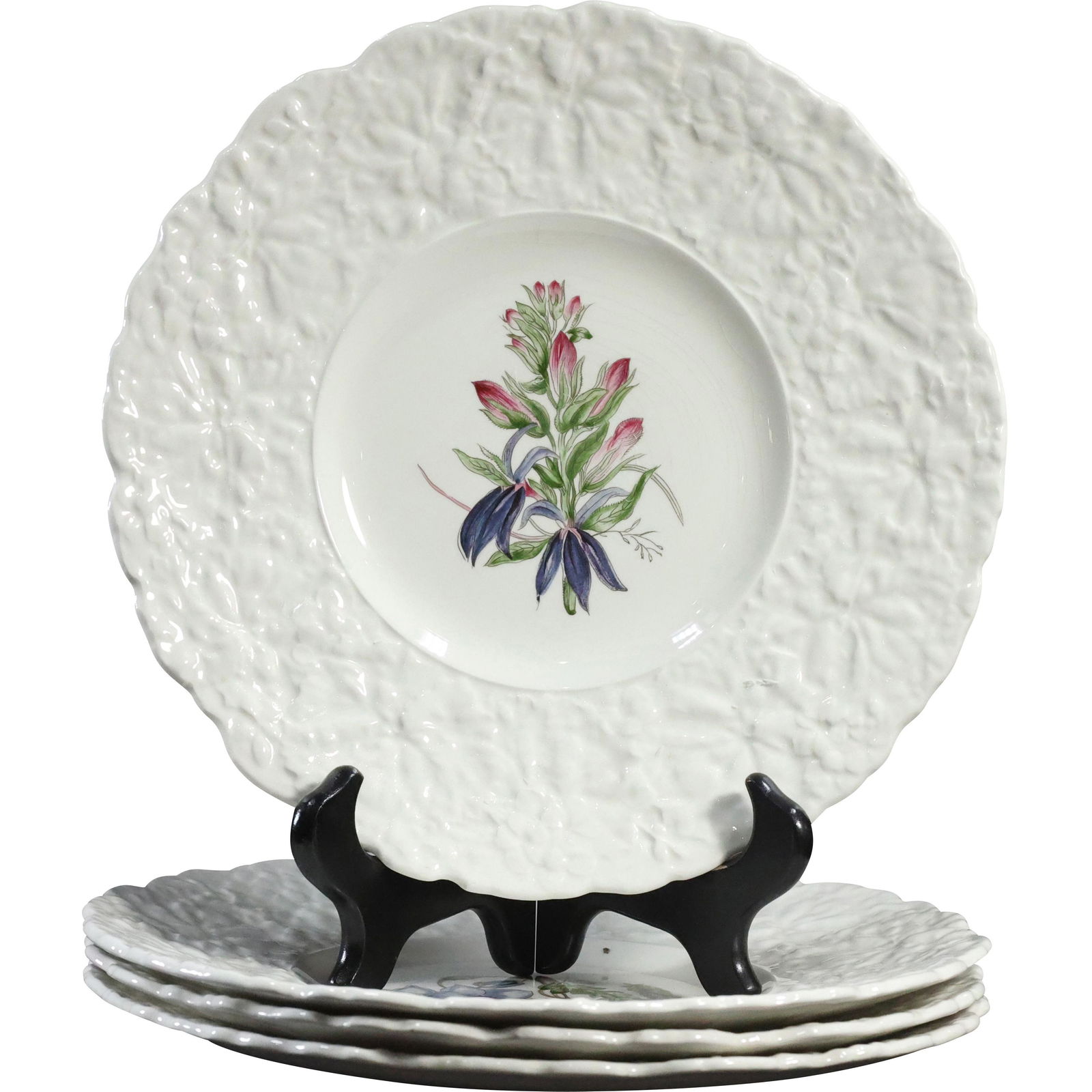 [4] Four ROYAL CAULDON Fine Porcelain Cabinet Plates Woodstock "Cardinal Flower" (1 of 8)