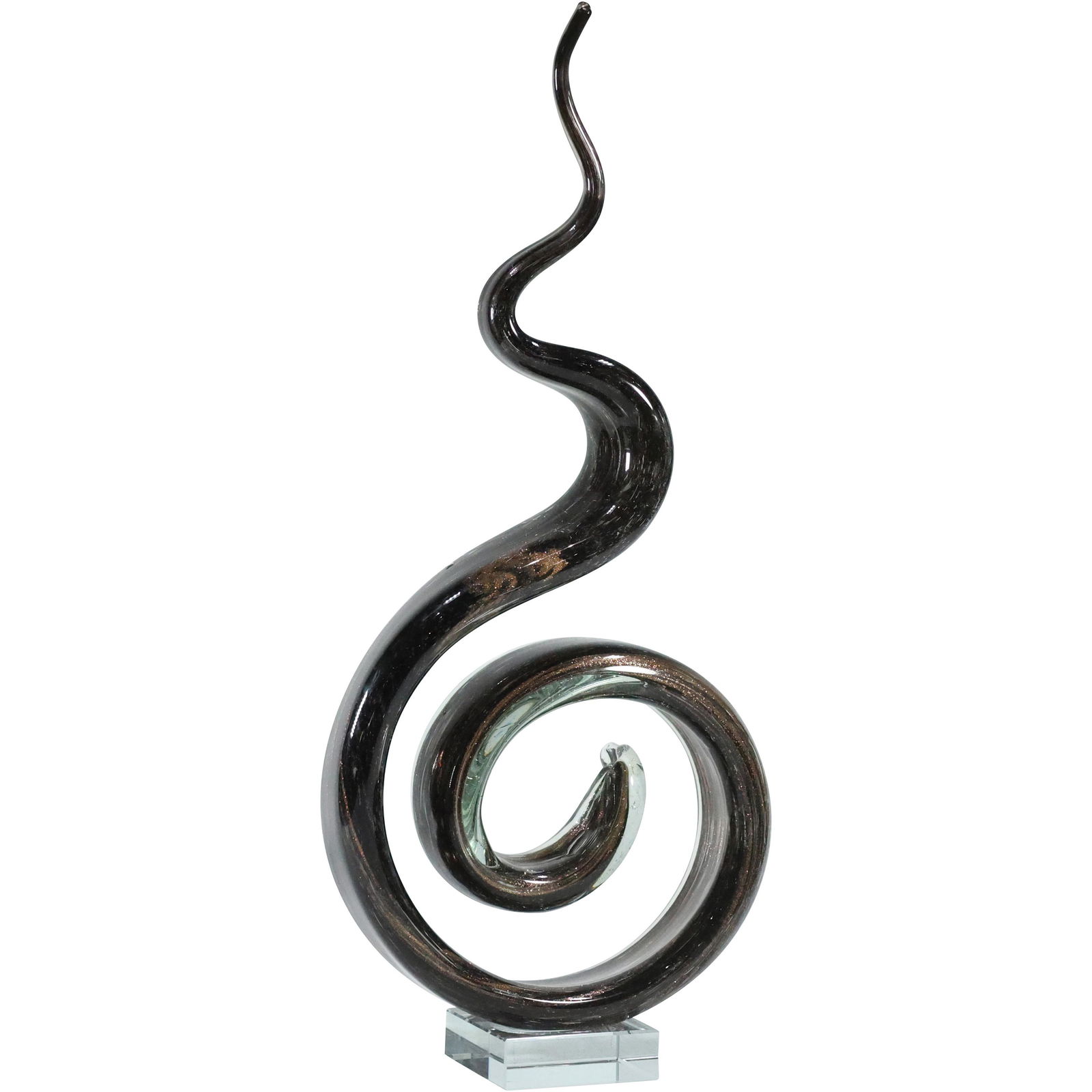 Modern Design Art Glass Spiral Curled Sculpture 15 inches height (1 of 9)
