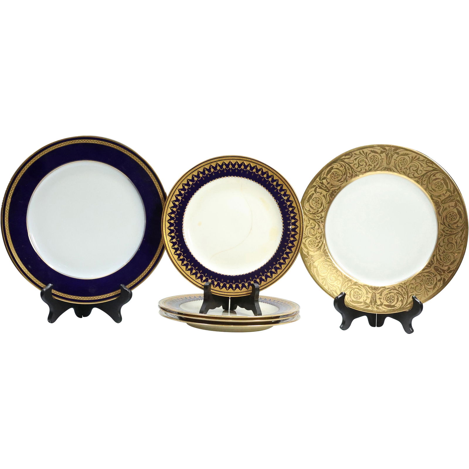 [4] MINTONS Cobalt Border Plates; Hutschenreuther Plate and JB Limoges France Plate (1 of 13)