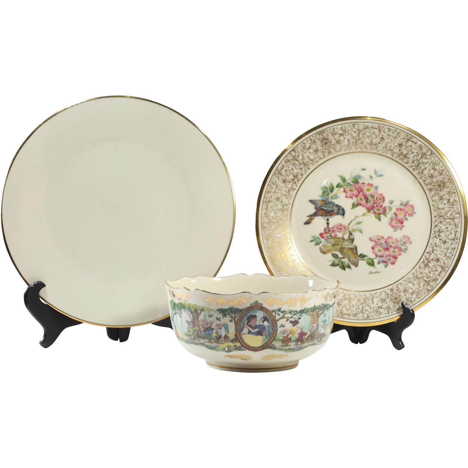 [3] Assorted LENOX Fine Porcelain Disney Snow White Bowl, Boehm Bird Plate; Platter (1 of 19)