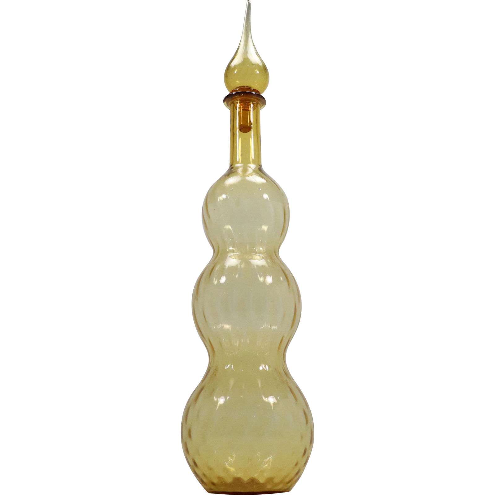 Large Mid-Century Modern Triple Gourd Shaped Amber Glass Decanter (1 of 10)