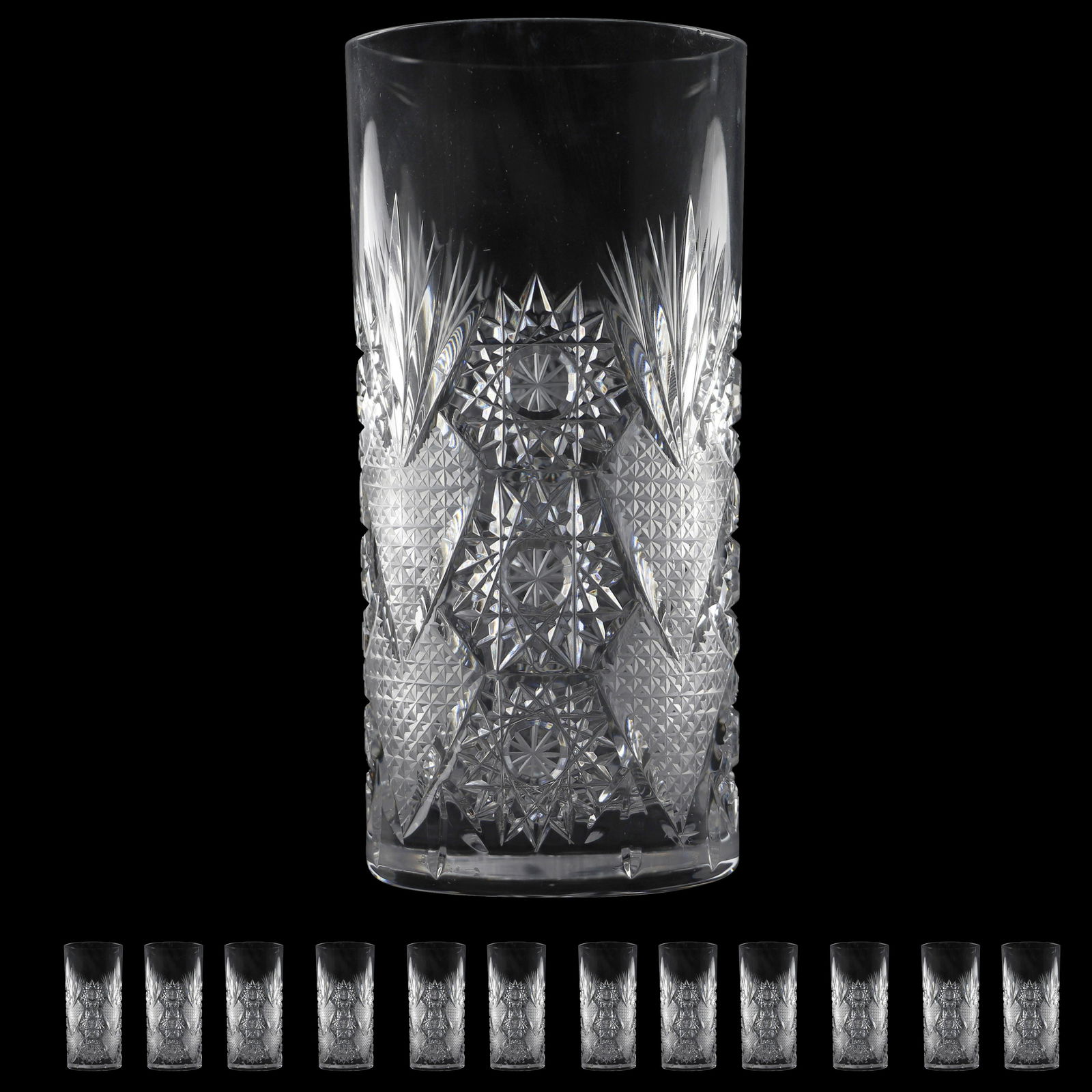 [12] Twelve Signed CESKA Fine Cut Glass Drinking Glasses (1 of 10)