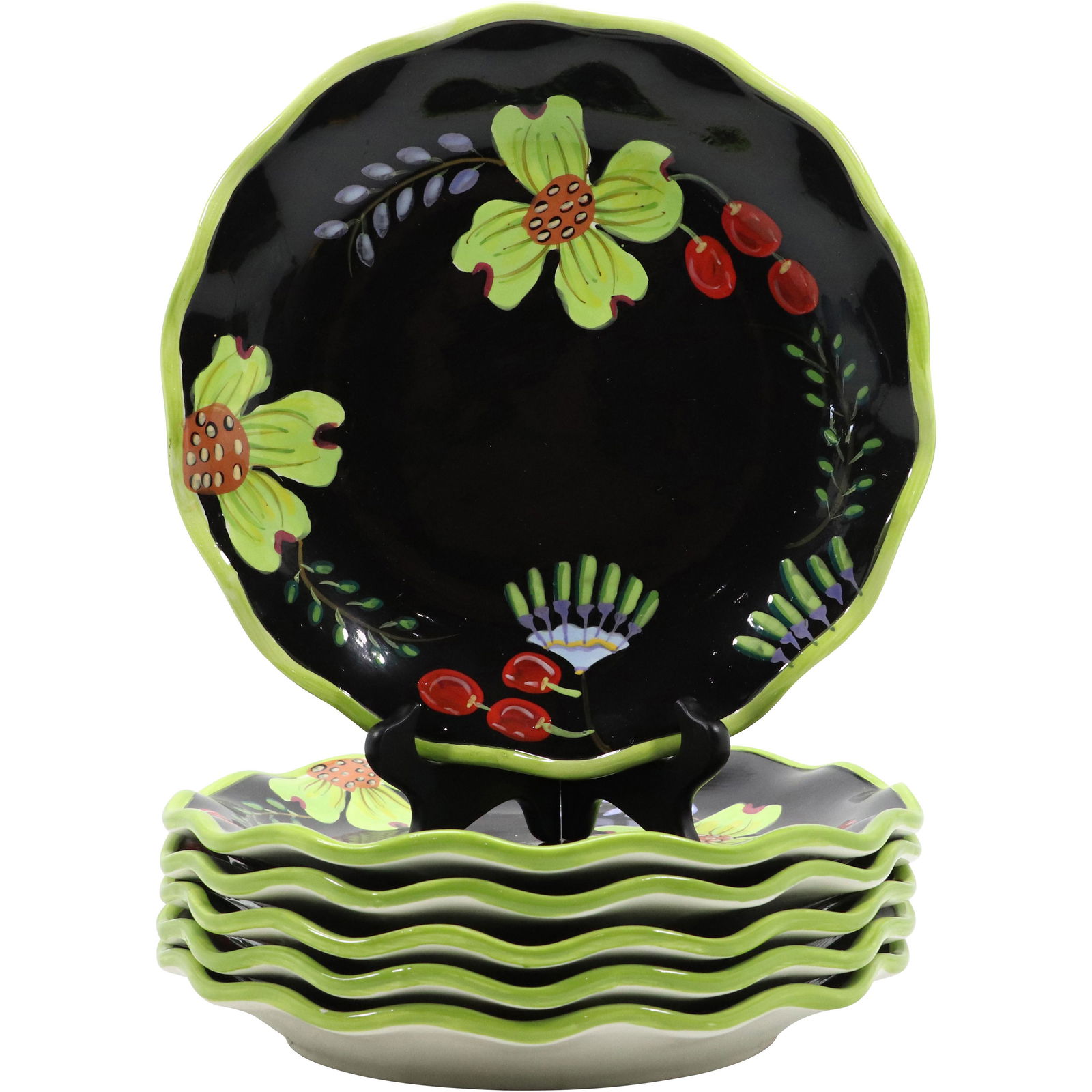 [6] Six Floral Ceramic Dinner Plates Designer Eileen Tramonte for Certified International (1 of 11)