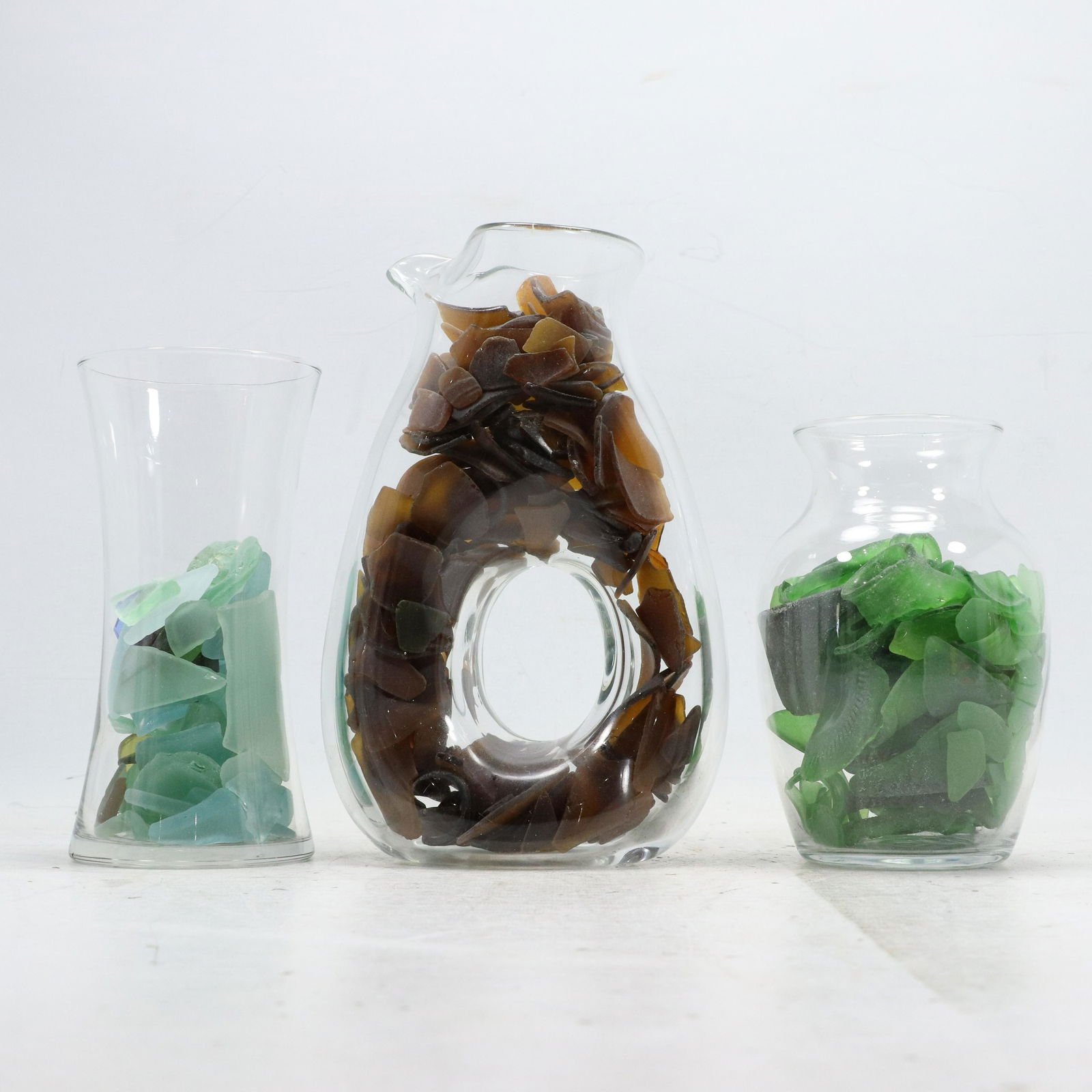 [3] Three Glass Containers with Assorted Color "Sea Glass" (1 of 10)