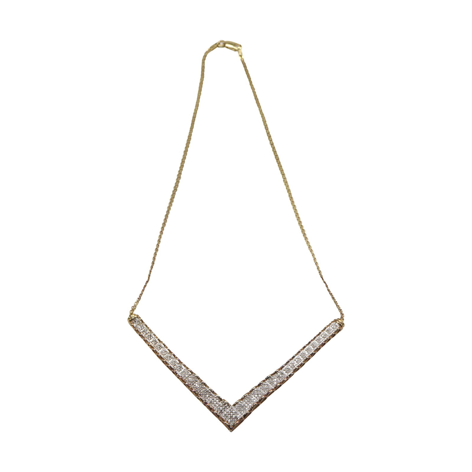 DIAMONDS "V" Shape Necklace .925 Italy Sterling Silver Necklace 16 in. x 1/4 in. (1 of 7)
