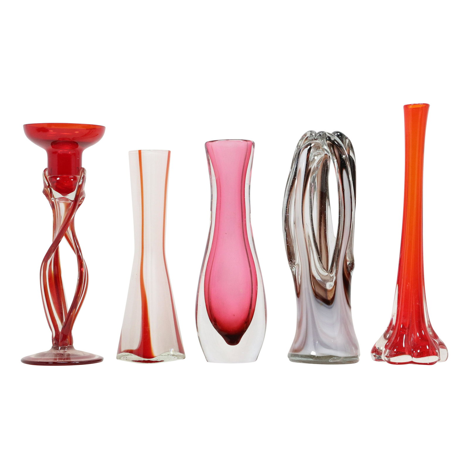 [5] Five Assorted Mid-Century Modern Art Glass Colored Vases - Nice Selection (1 of 20)