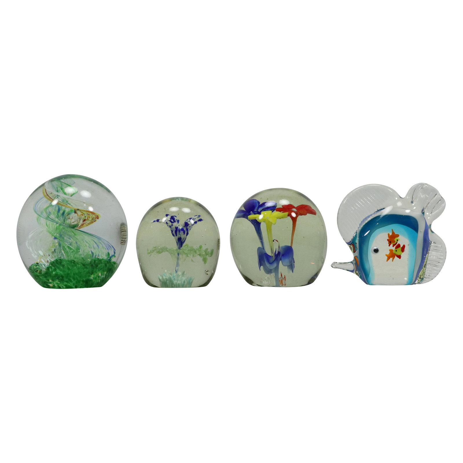 [4] Four Assorted Art Glass Paperweights Internal Decorated (1 of 13)