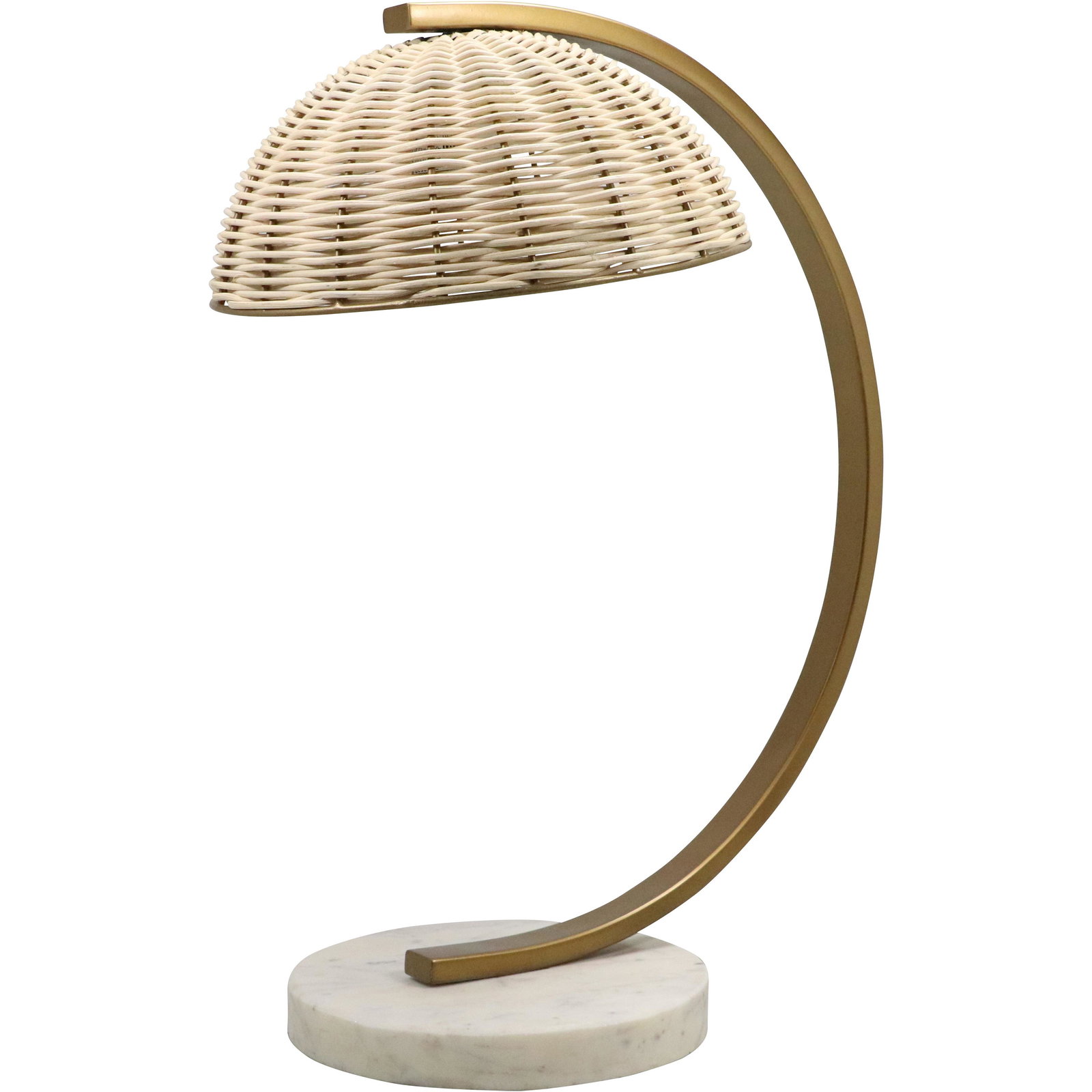 Mid-Century Modern ARC Desk Lamp White Marble Base and Reed Shade (1 of 9)