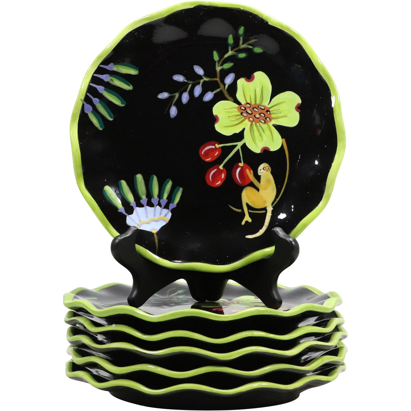 [6] Six Cerified International Designer Eileen Tramonte "Monkey" Luncheon Plates Porcelain (1 of 12)