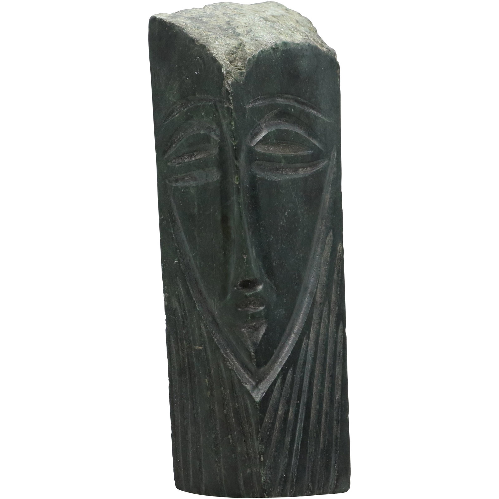 Mid-Century Modern Carved Green Marble "Face" Sculpture (1 of 8)