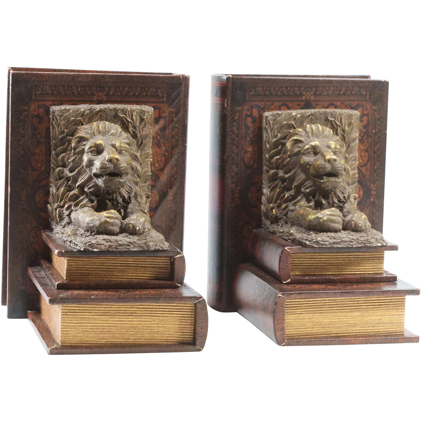 Pair Decorative Classical Lion Book Bookends in Hard Composition: Pair Decorative Classical Lion Book Bookends in Hard Composition. size: 8 x 6 x 7.25