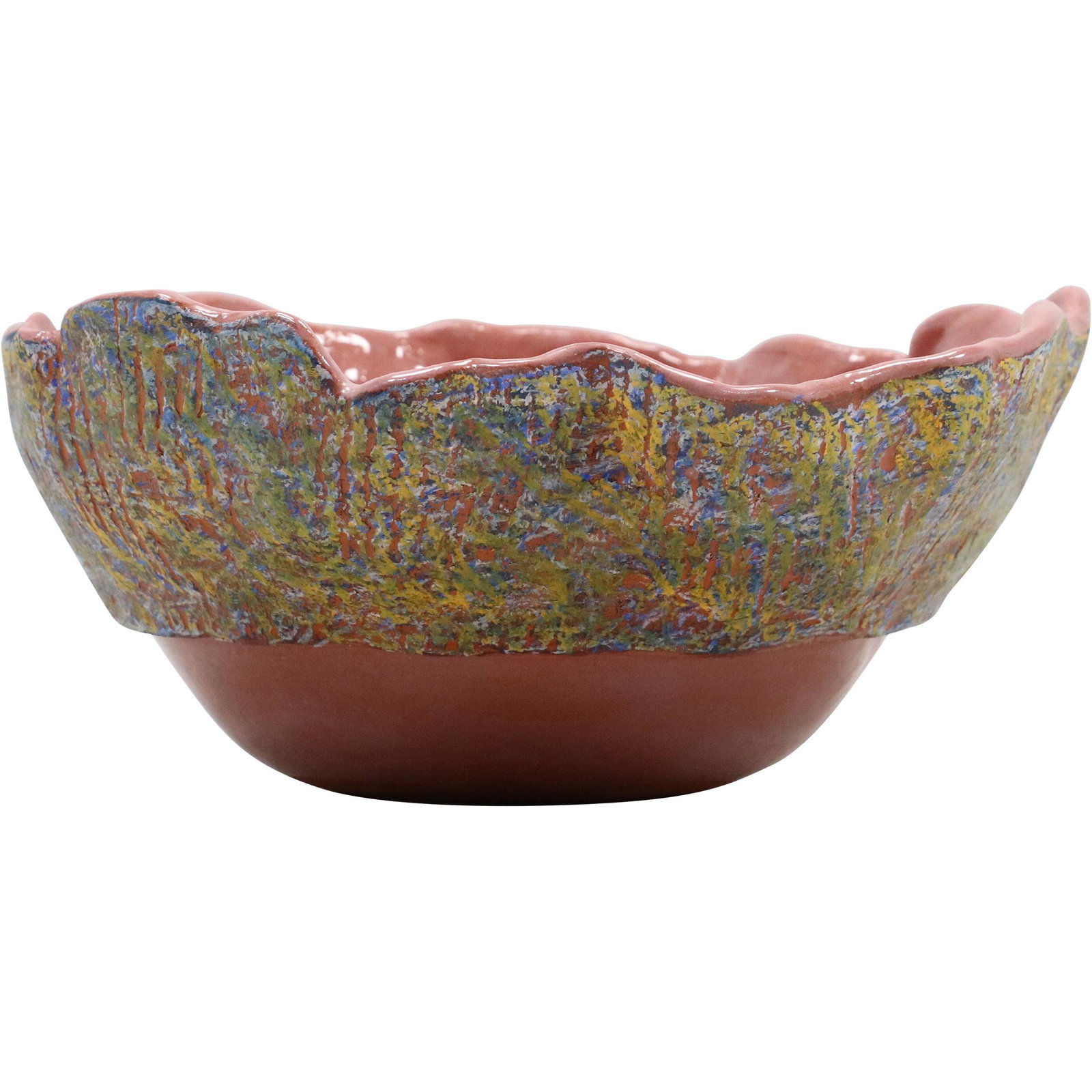 Signed Z ROSNER Redware Art Pottey Organic Bowl: Signed Z ROSNER Redware Art Pottey Organic Bowl. size: 5h 10w