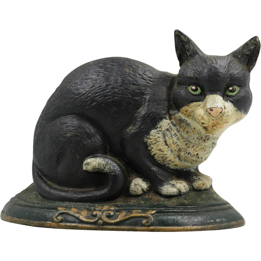 Novelty Cast Iron CAT Figurative Doorstop in Original Paint Finish: Novelty Cast Iron CAT Figurative Doorstop in Original Paint Finish. size: 9h 11.5w