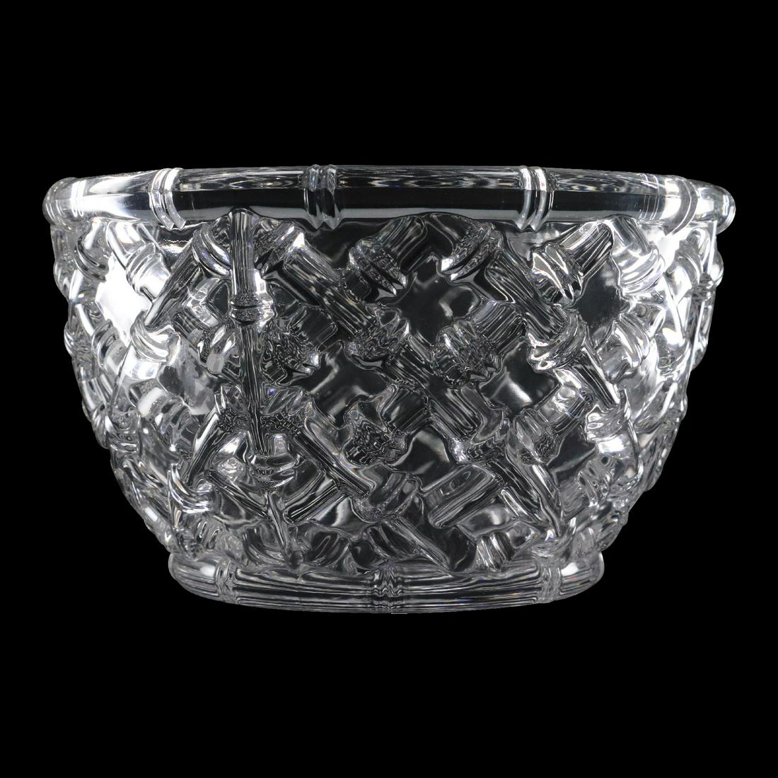 Signed Tiffany & Co. Crystal Glass Bowl Stylized Braided Bamboo Pattern: Signed Tiffany & Co. Crystal Glass Bowl Stylized Braided Bamboo Pattern. size: 5.25h 9w