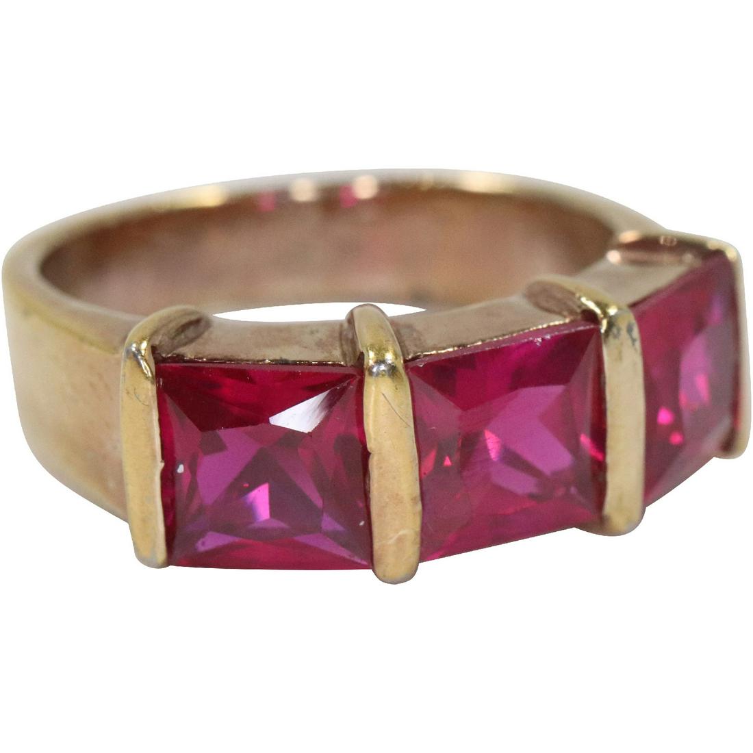 Sterling Silver Vermeil Genuine Rubies Ring Size 7: Sterling Silver Vermeil Genuine Rubies Ring Size 7 size: 7/8x1/4