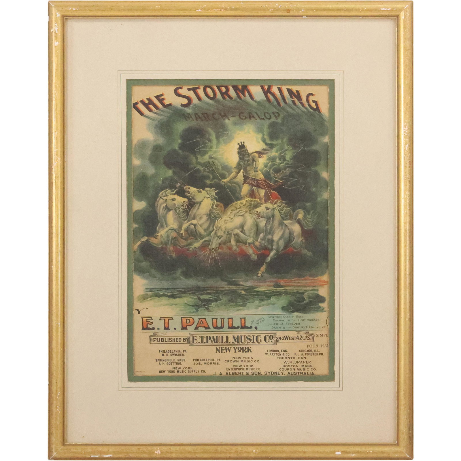 Framed Poster "The Storm King", E T Paul Music Co.: Framed Poster "The Storm King", E T Paul Music Co. size: 12 x 8 matte, 19 x 15 outside frame