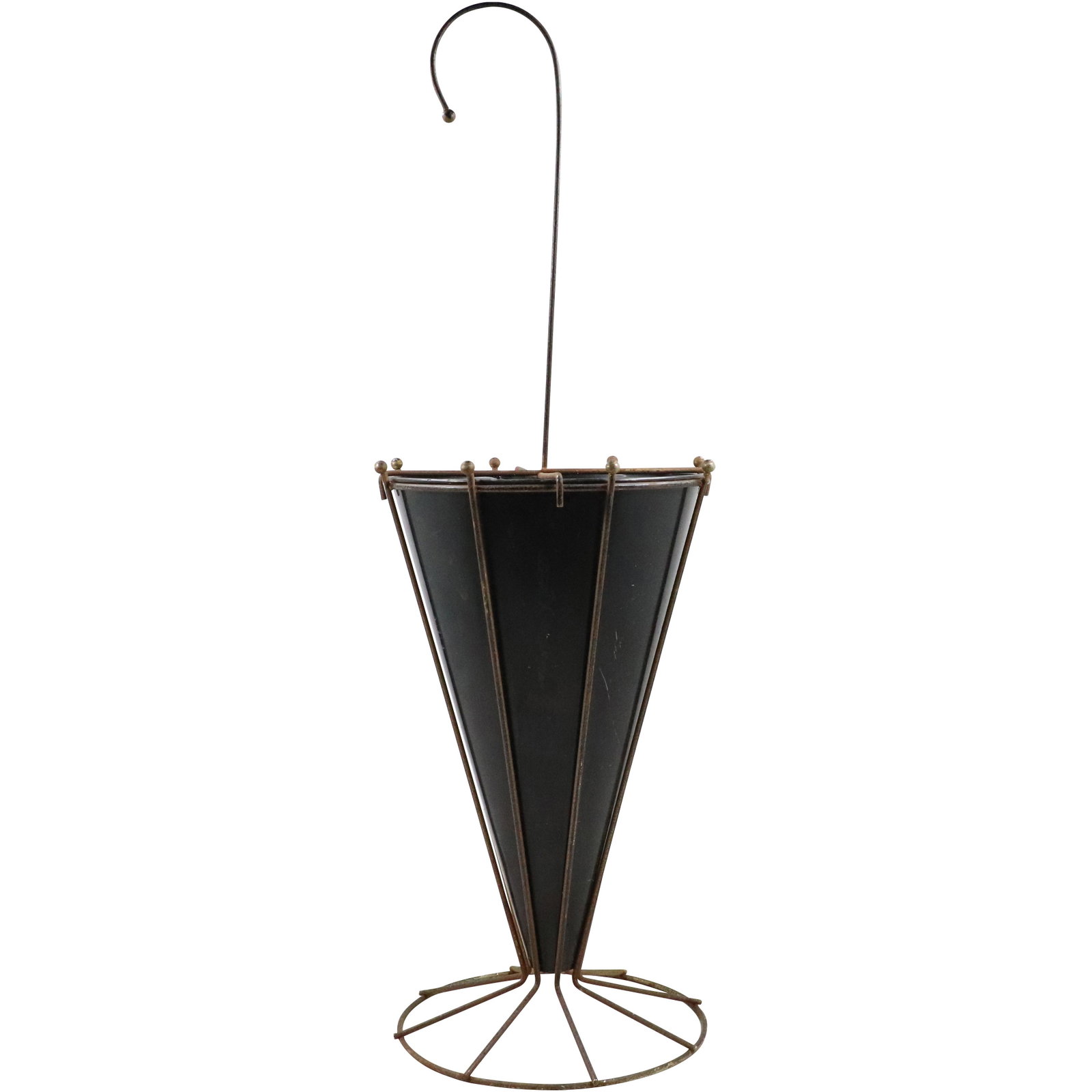 Mid-Century Modern Metal Wire and Tin Figurative Umbrella Stand: Mid-Century Modern Metal Wire and Tin Figurative Umbrella Stand. size: 29.5h 10w