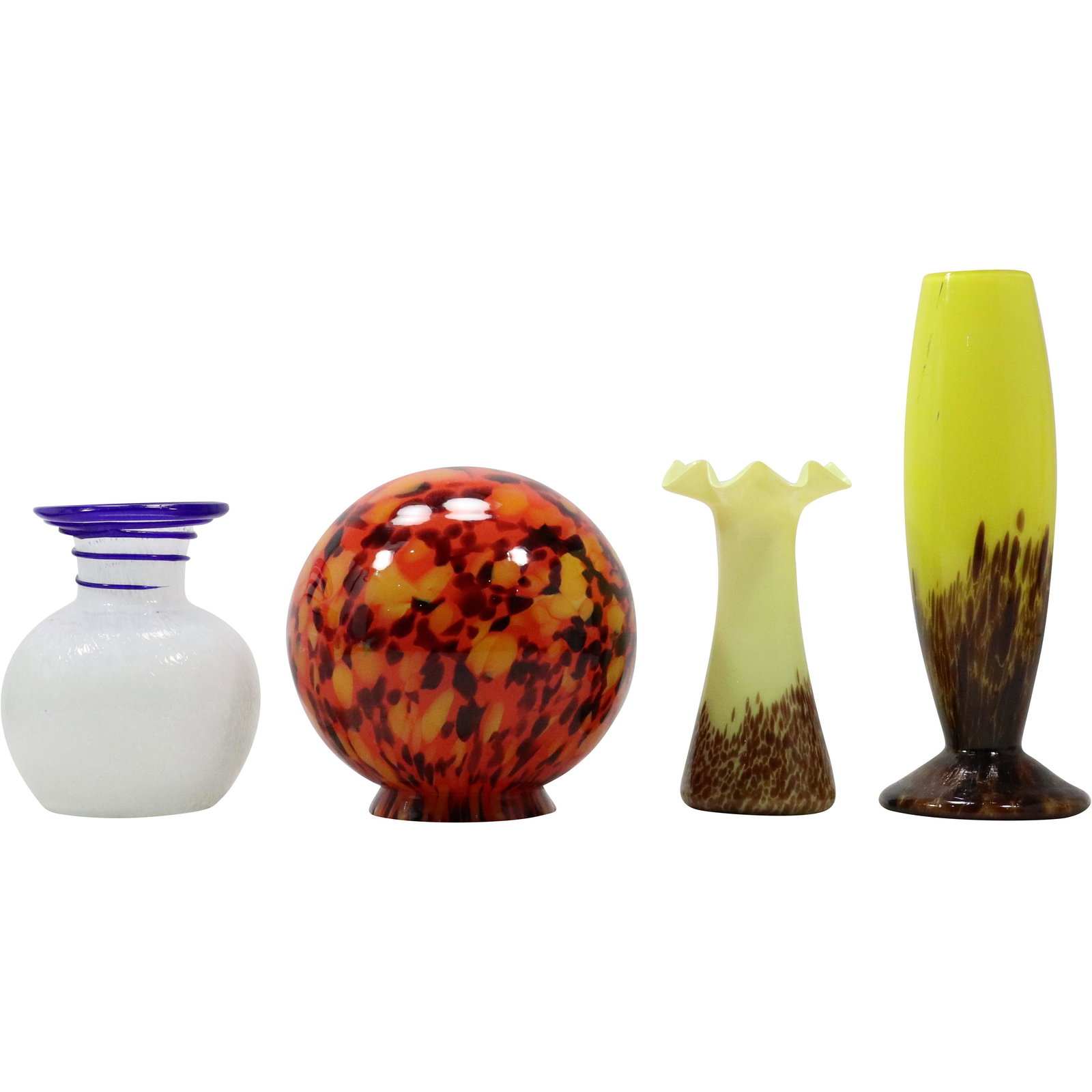 3 Assorted Art Glass Vases and Czech Glass Ball Shade (1 of 14)