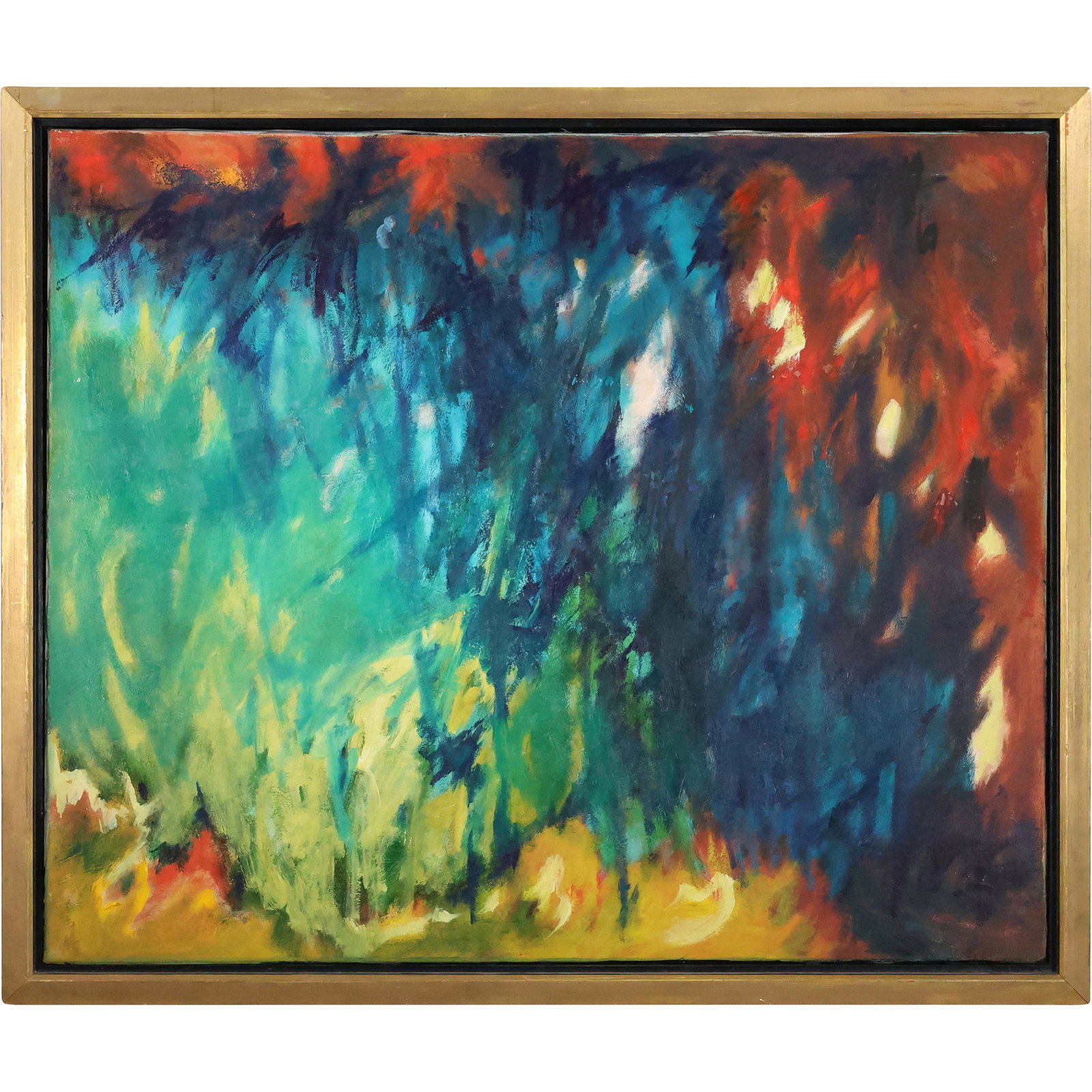 Mid-Century Modern Colorful Abstract Expressionism Oil Painting on Canvas (1 of 13)