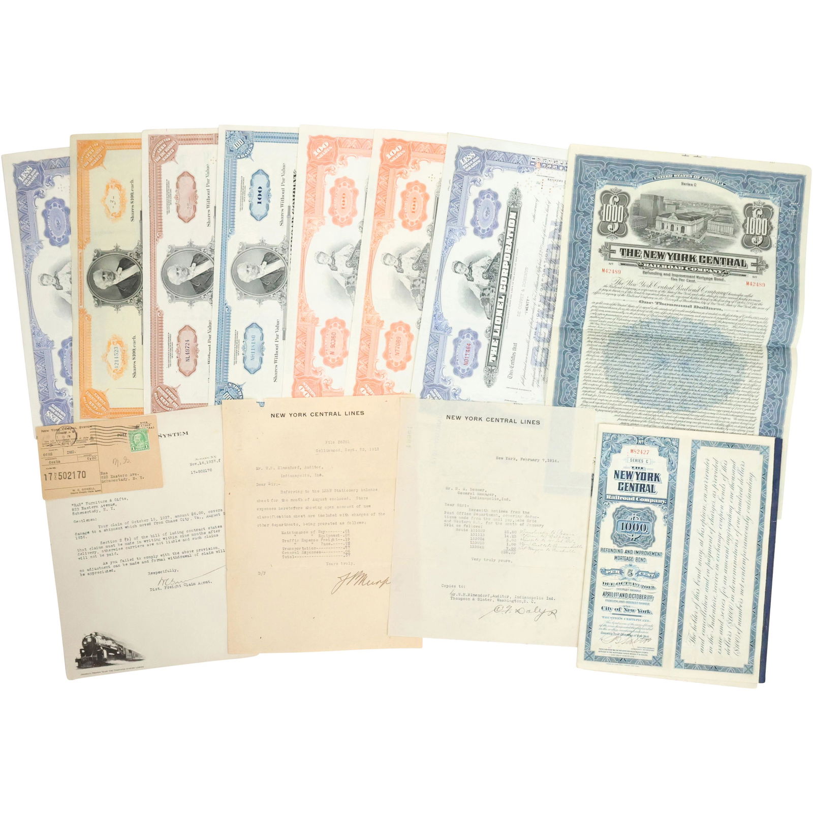 13 Assorted Railroad Bonds including Lionel Corporation, New York Central Railroad (1 of 8)