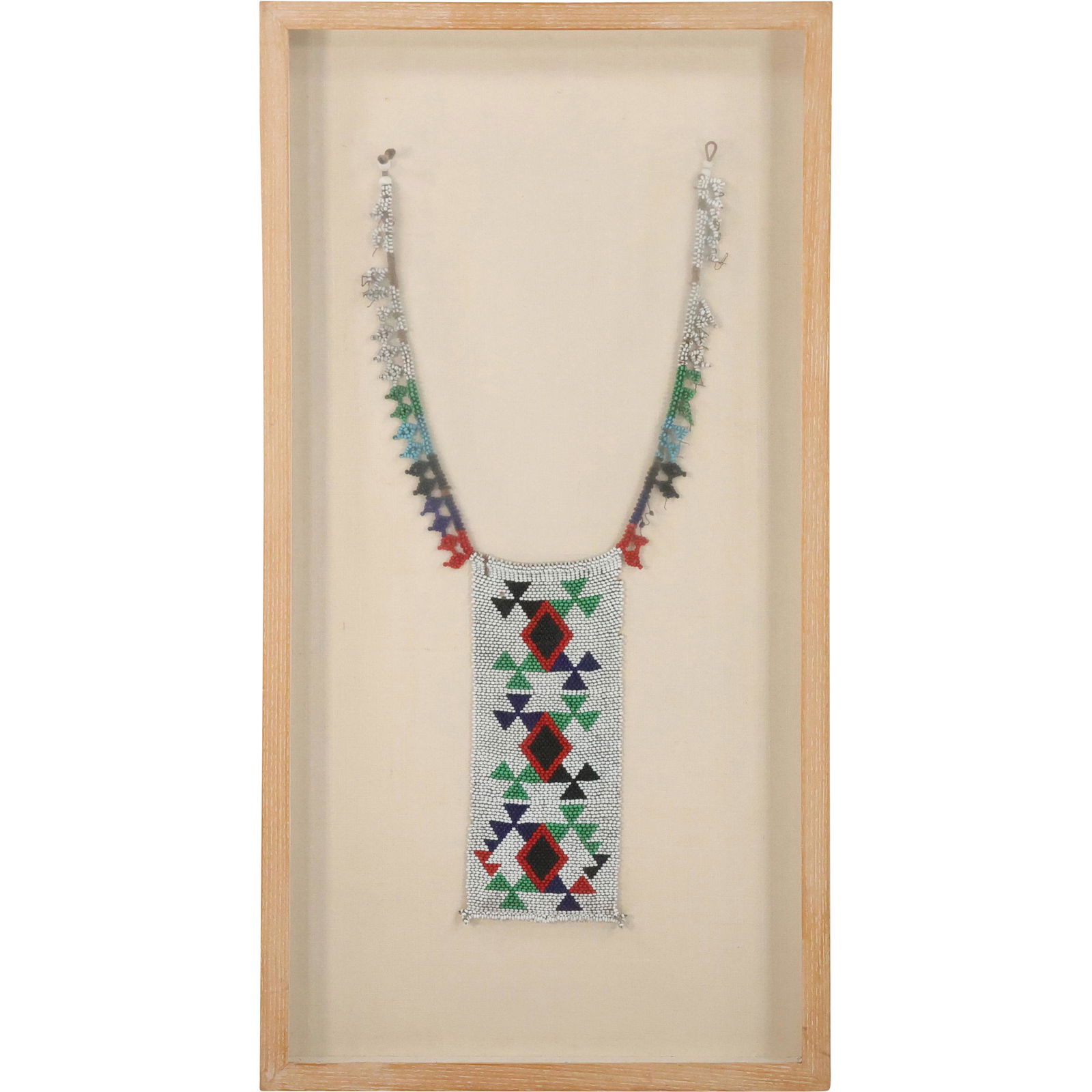 Native American Beaded Ceremonial Pendant Necklace in Shadow Box Frame (1 of 11)