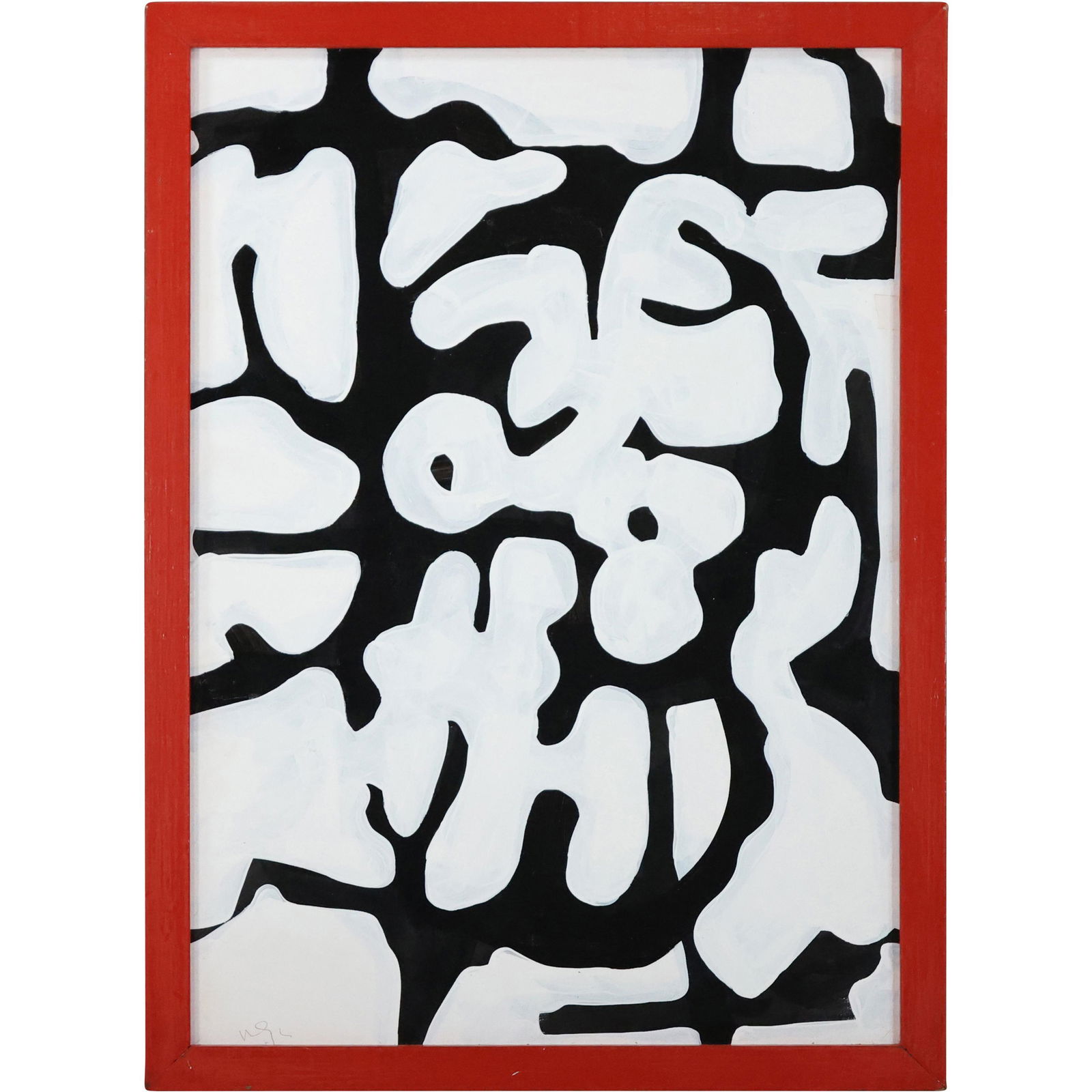 Wayne Cunningham, American, Black & White Abstract Painting on Board (1 of 12)