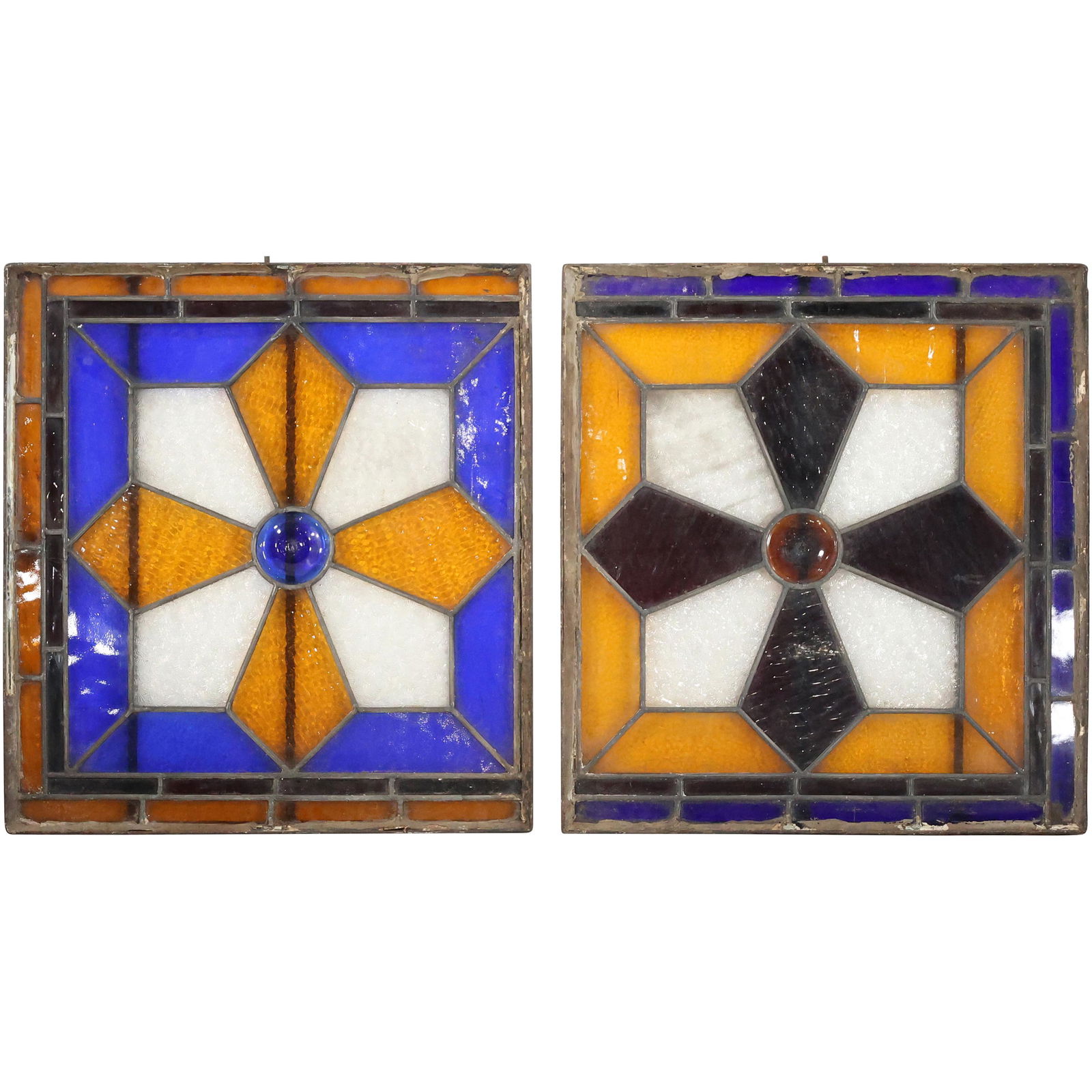 [2] Antique Stain Glass Windows with Jewel Centers (1 of 20)