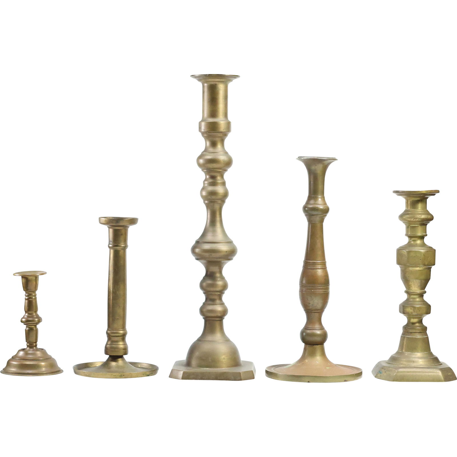 [5] Assorted English Brass Candlesticks in Various Sizes (1 of 20)