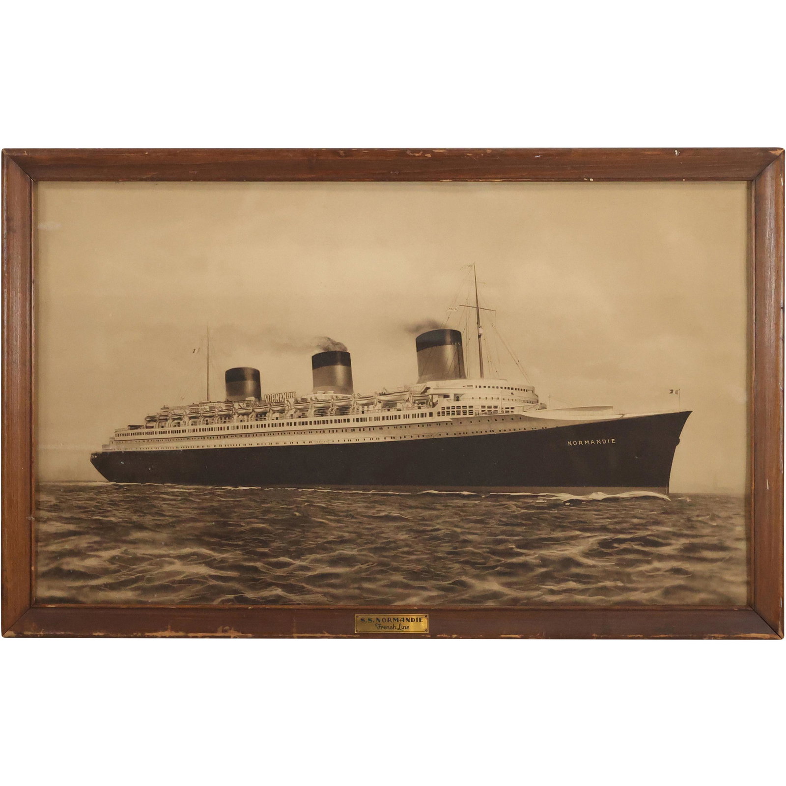 SS Normandie French Line Ocean Liner Ship Print Framed (1 of 12)