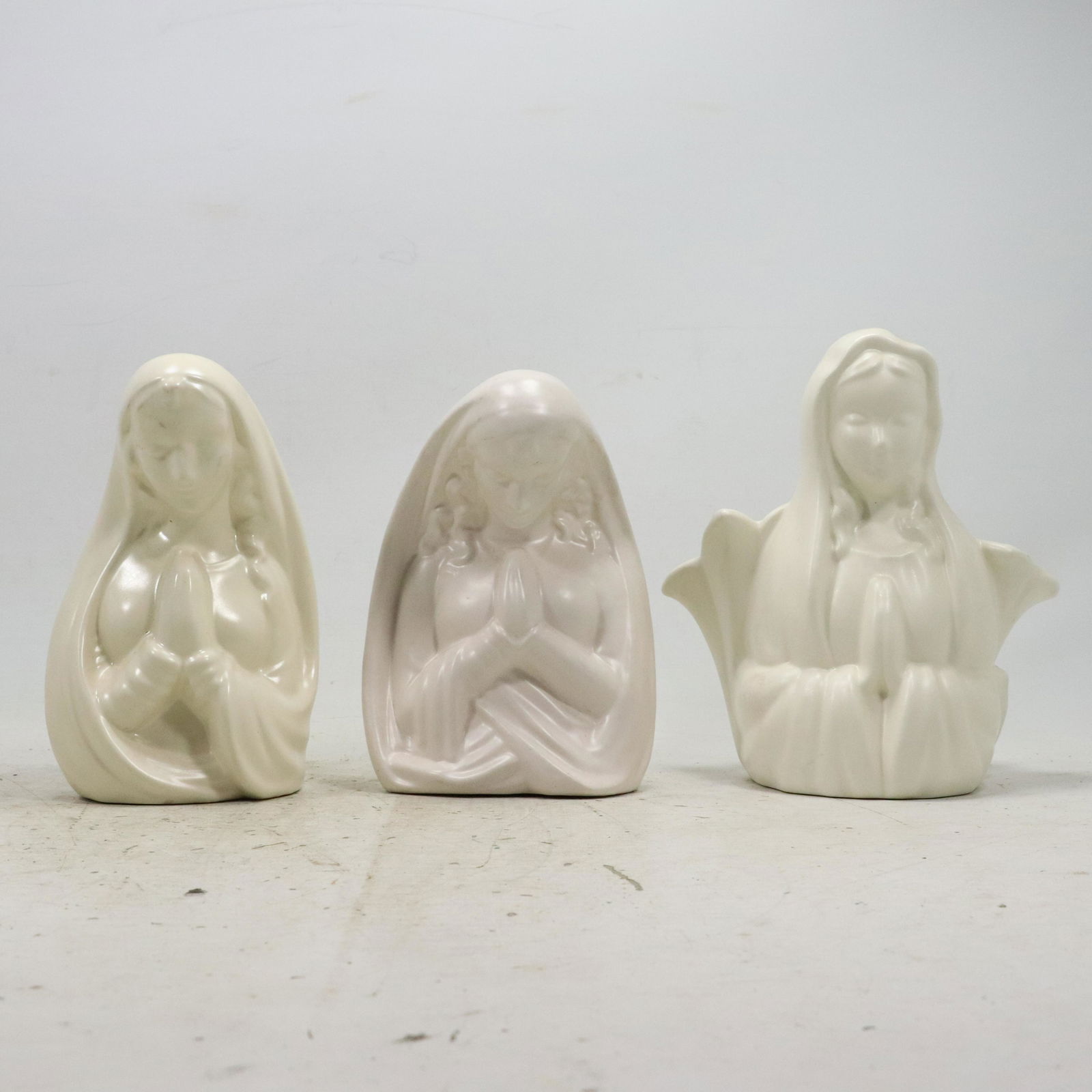 [3] Assorted White Ceramic Virgin Mary Figurative Planters (1 of 11)