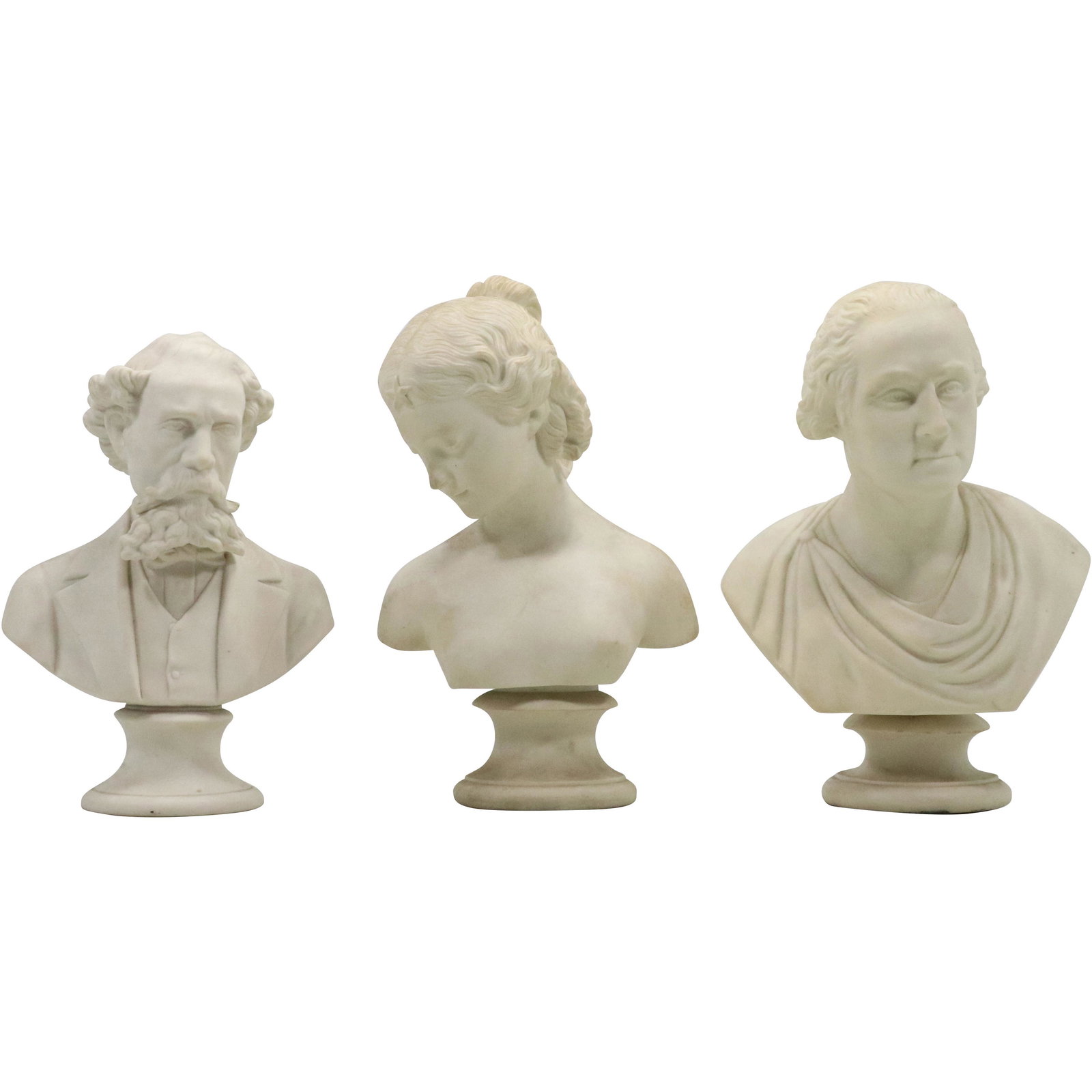 [3] Assorted Parian Bust Figure Statues (1 of 18)