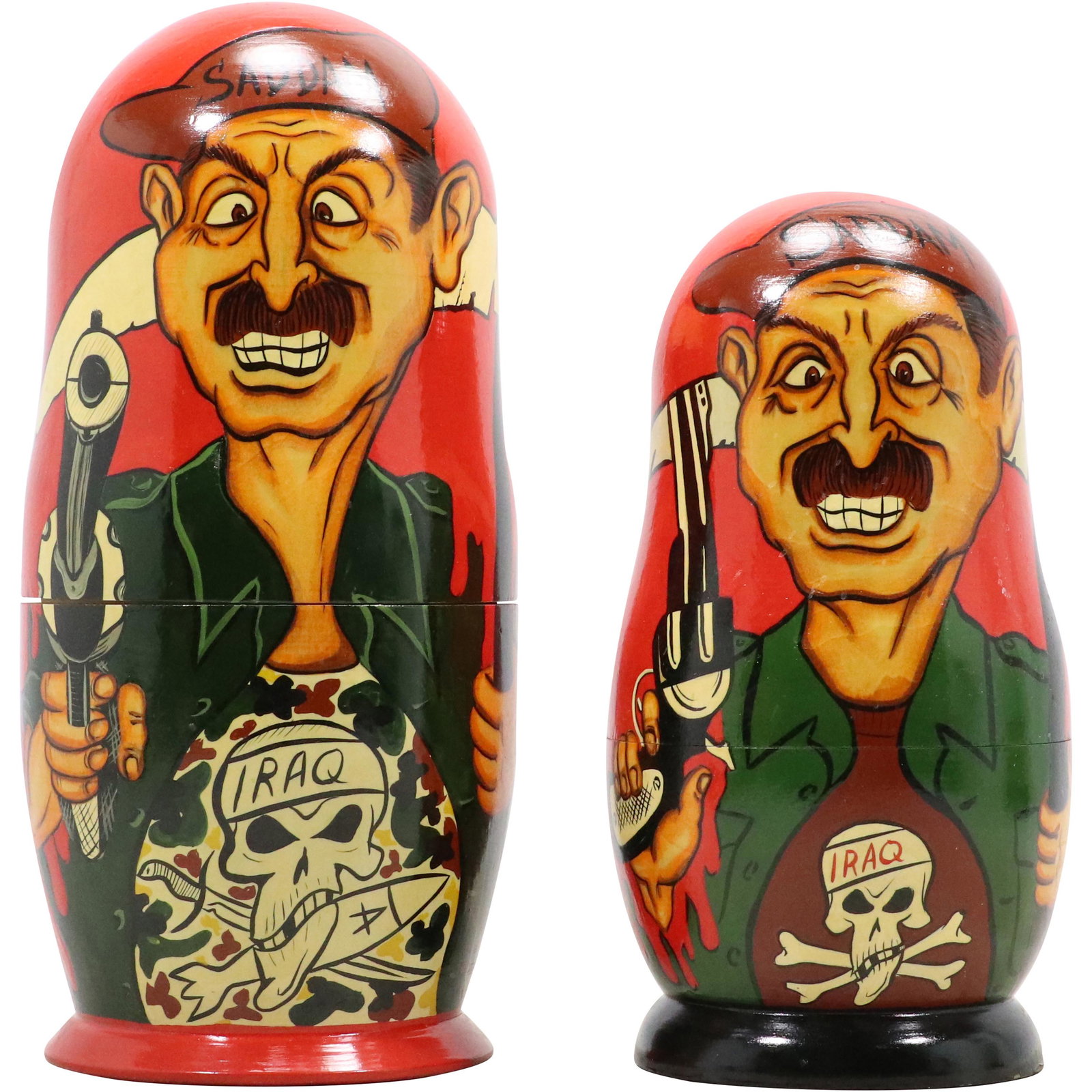[2] Russian Hand Painted Nestings of Wooden Dolls "Saddam Iraq" (1 of 14)