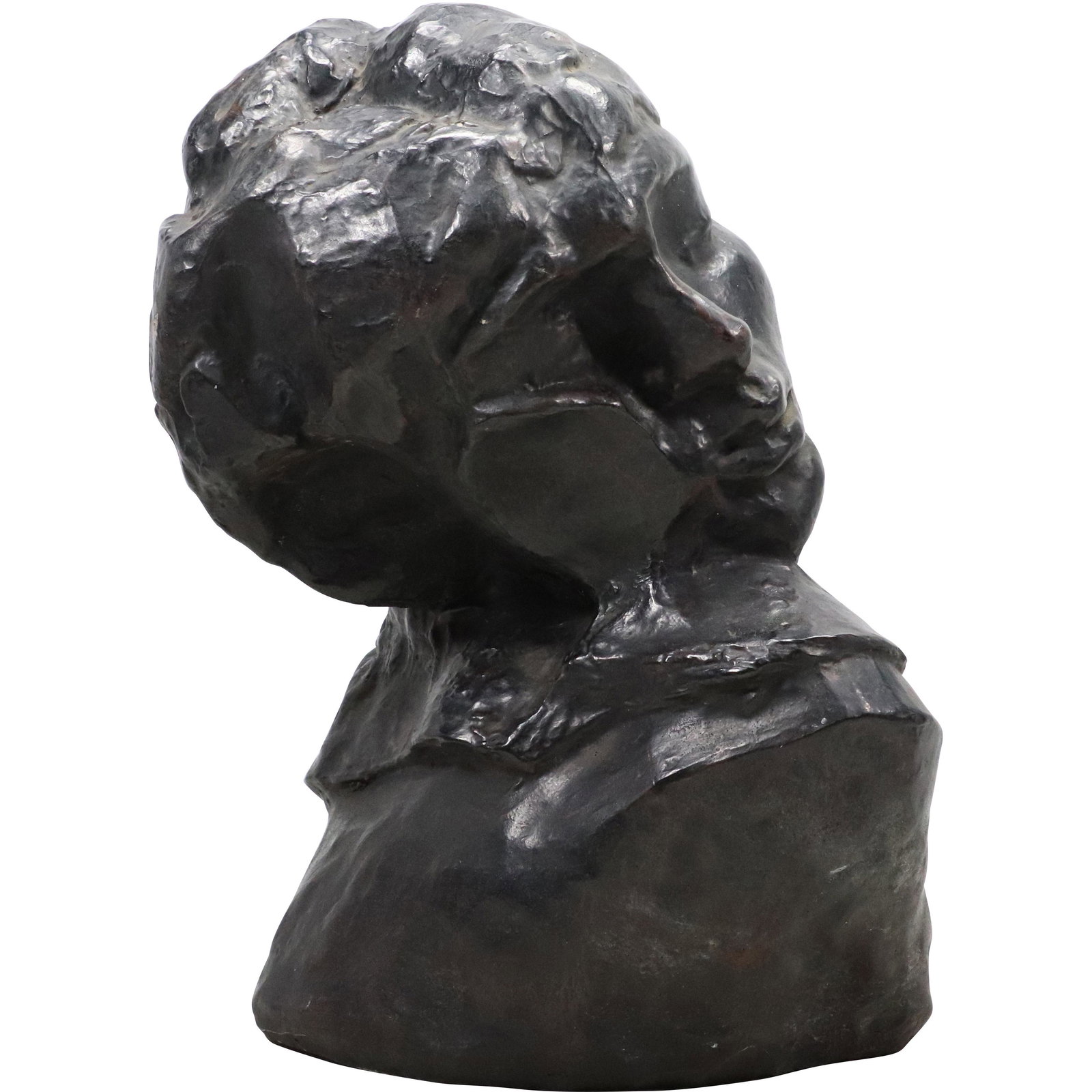 after Rodin, Head Sculpture in Hard Composition, Dark Patina Finish (1 of 8)