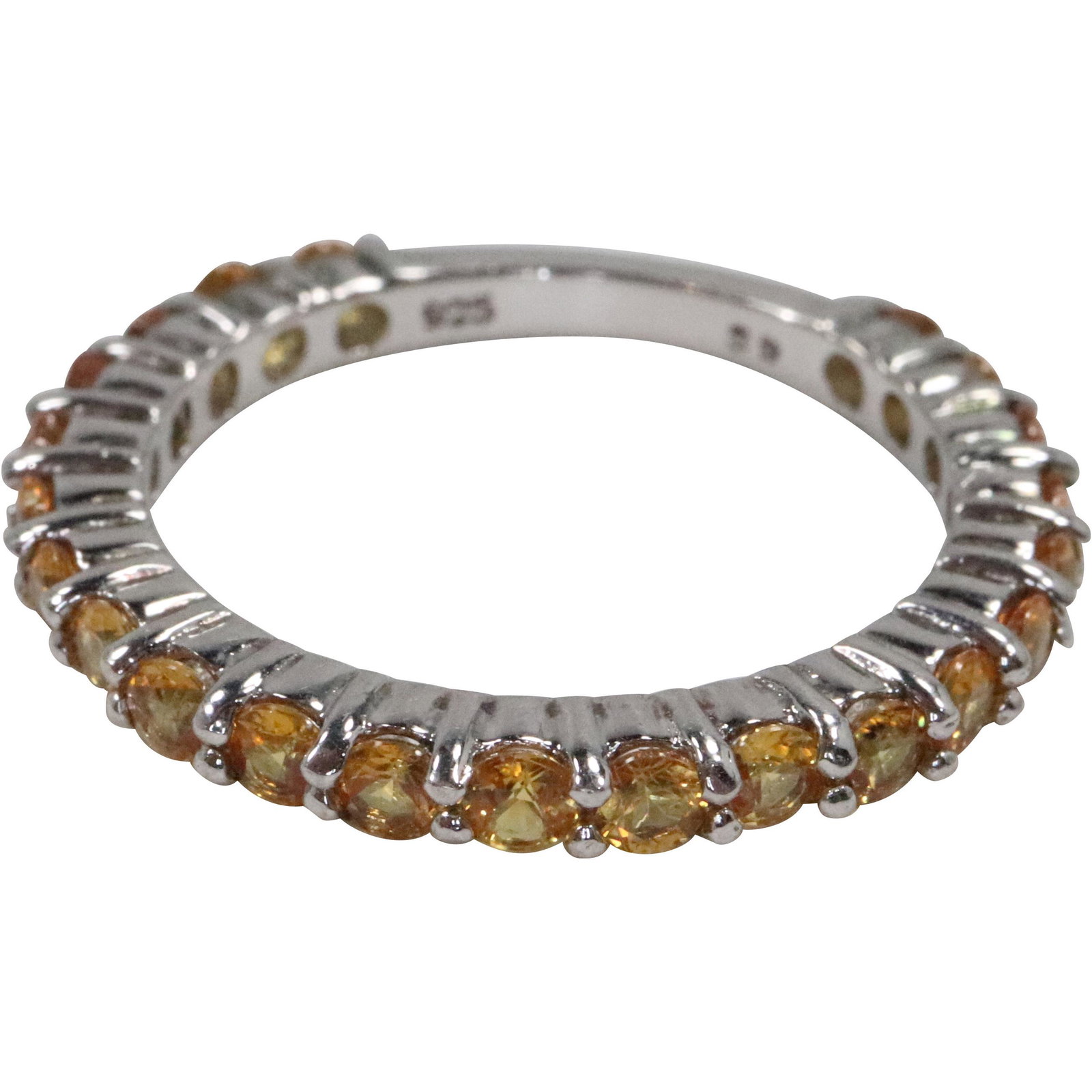 .925 Sterling Silver Citrine Stacker Ring Size 9.5 , 7/8 in. x 1/8 in.: .925 Sterling Silver Citrine Stacker Ring Size 9.5 , 7/8 in. x 1/8 in.